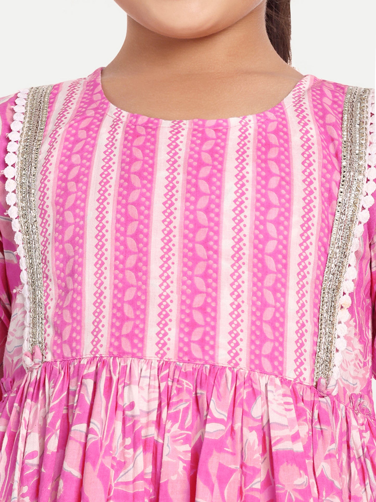 Sharara Shimmer: Pink & White Kurti Sharara for Girls for Festive Diwali, Weddings, Special Family Occasions, casual outing