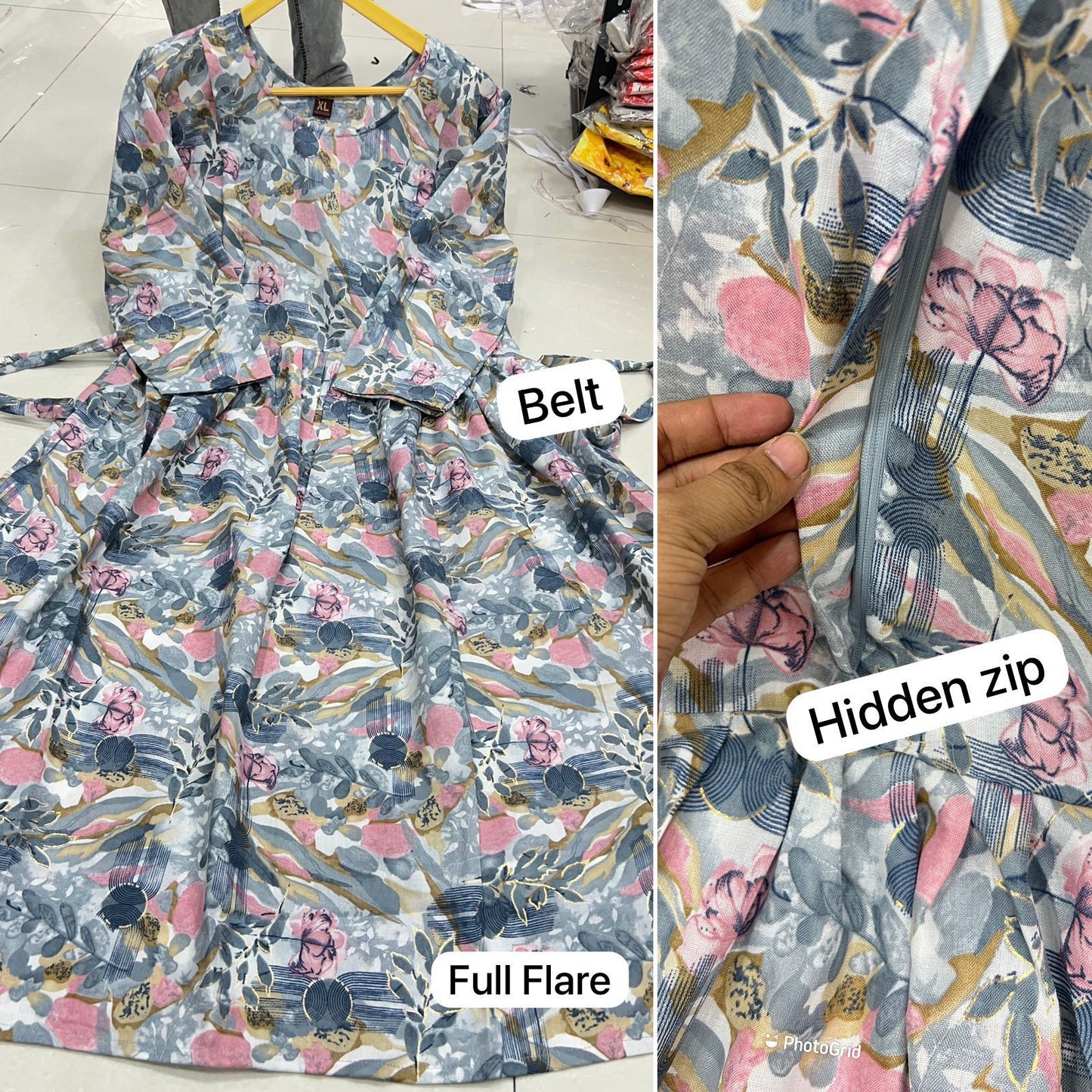 Full flare cotton maternity gown