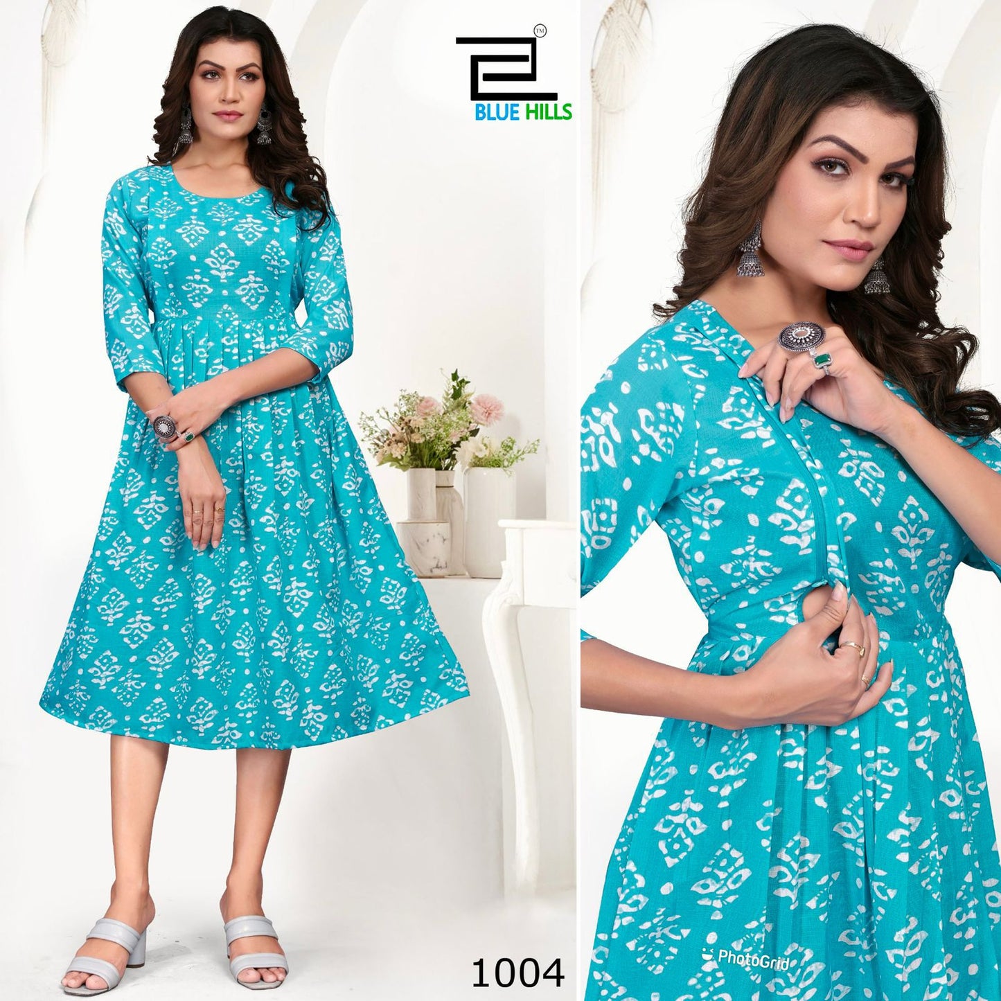 Full flare cotton maternity gown
