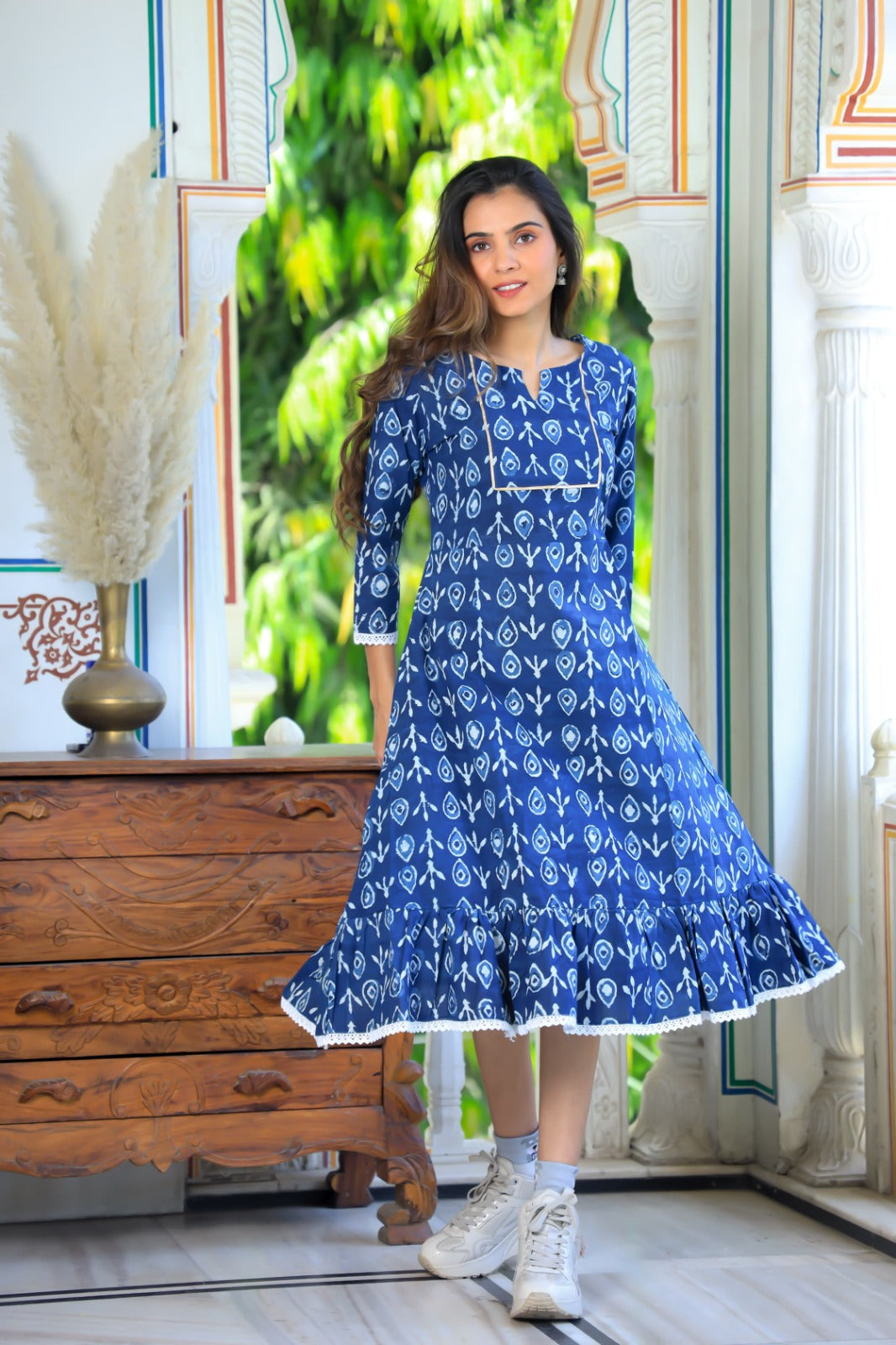 Pure Cotton Tunic with Lucknowi Chikankari lace (25 variants)