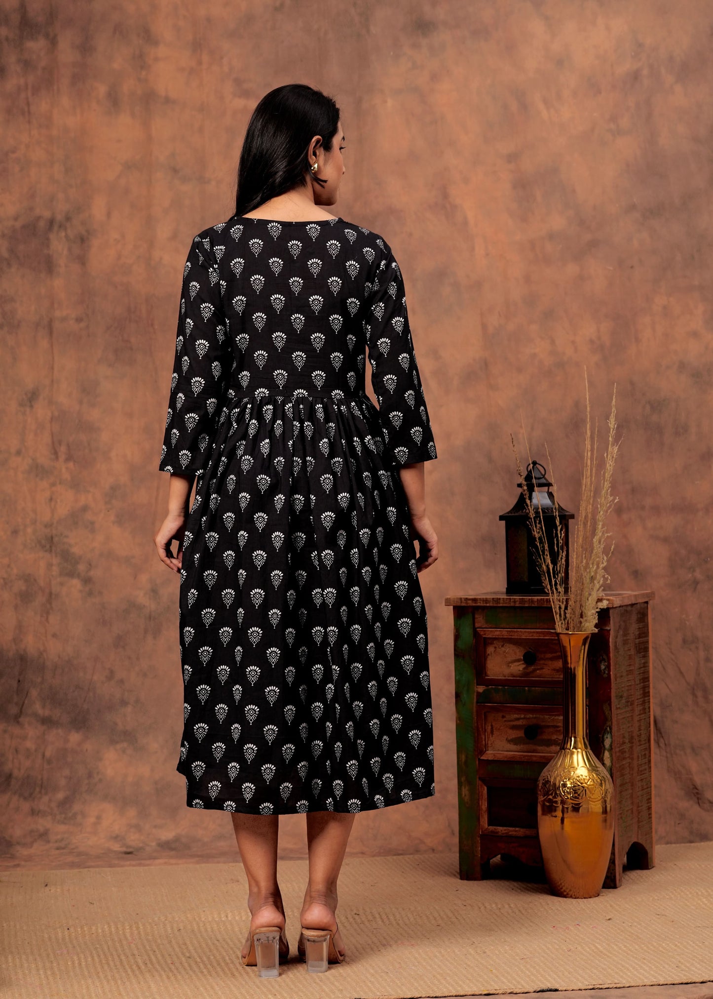 Bagru hand-printed cotton cambric dress (18+ variants)