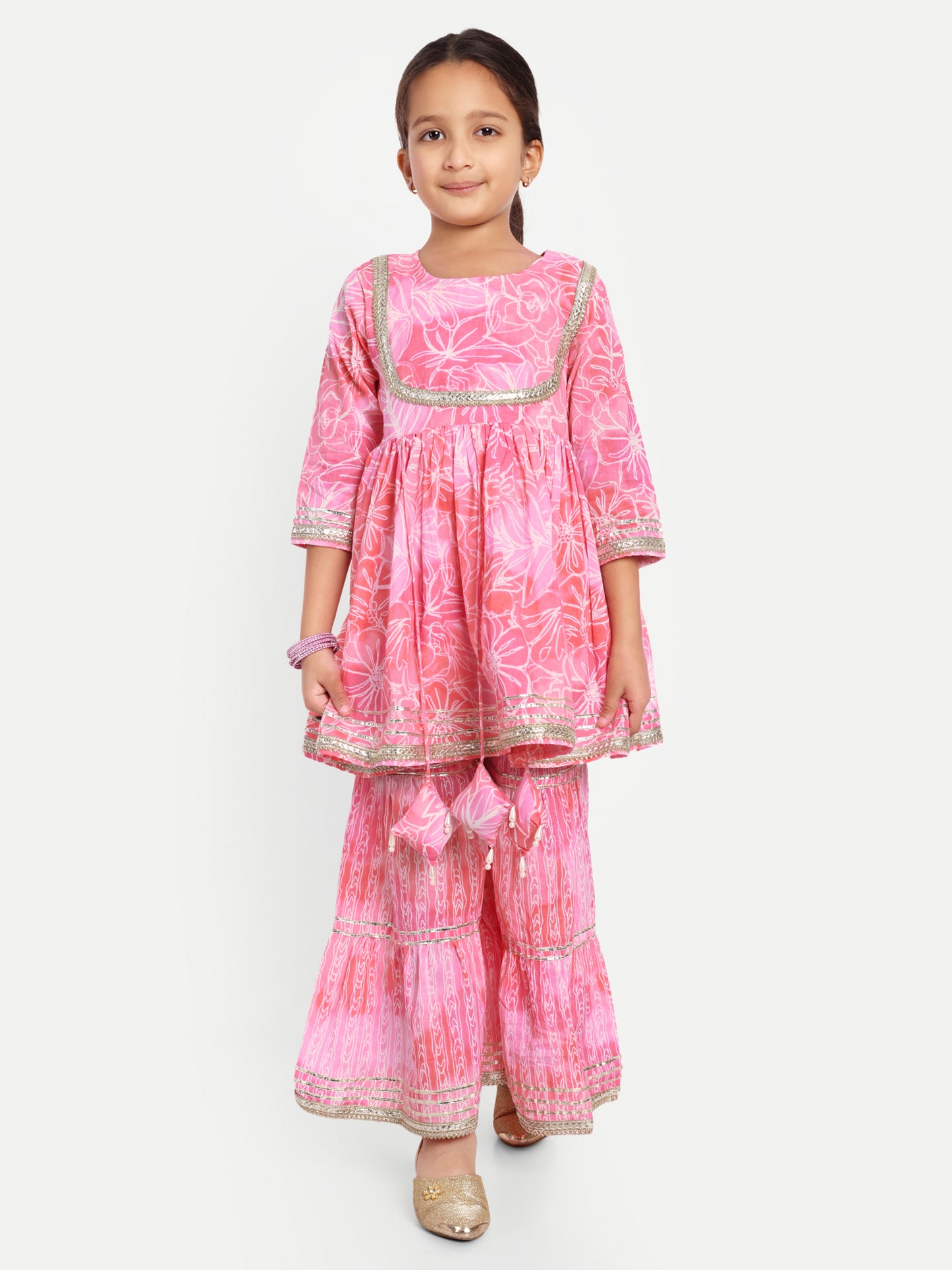 Sharara Shimmer: Light Pink Kurti Sharara for Girls for Festive Diwali, Weddings, Special Family Occasions, casual outing