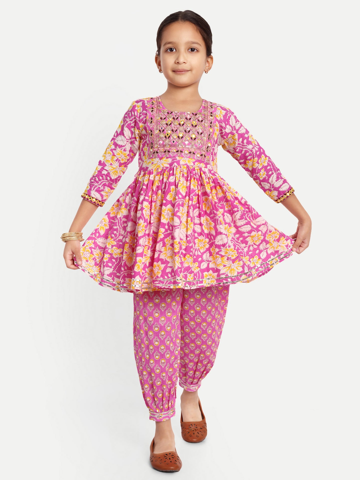 Gulabi Grace: Kurti Afghani Pant for Girls for Festive Diwali, Weddings, Special Family Occasions!