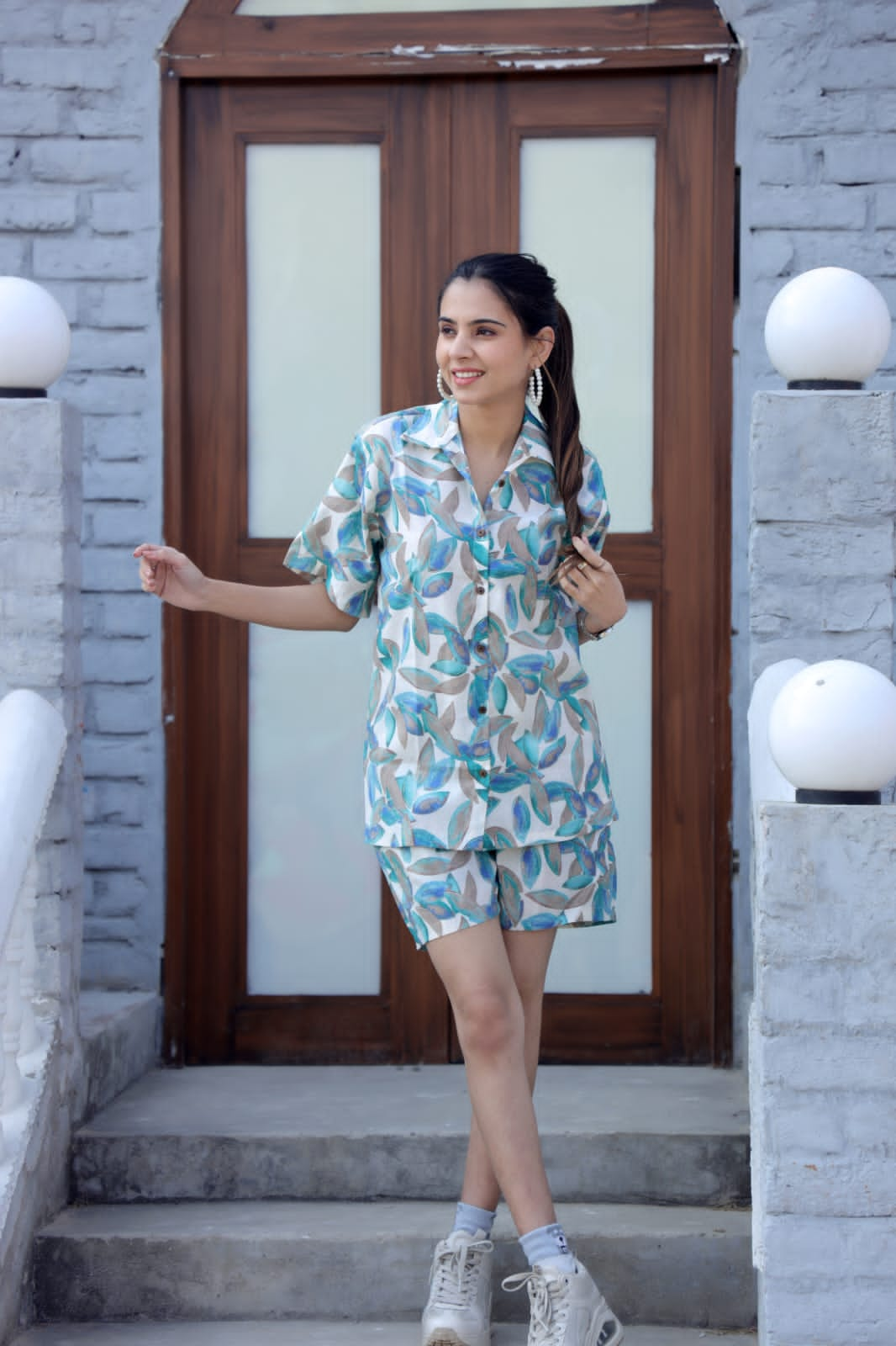 Pure Cotton & Modal Silk Co-ord shirt & shorts set (8 variants)