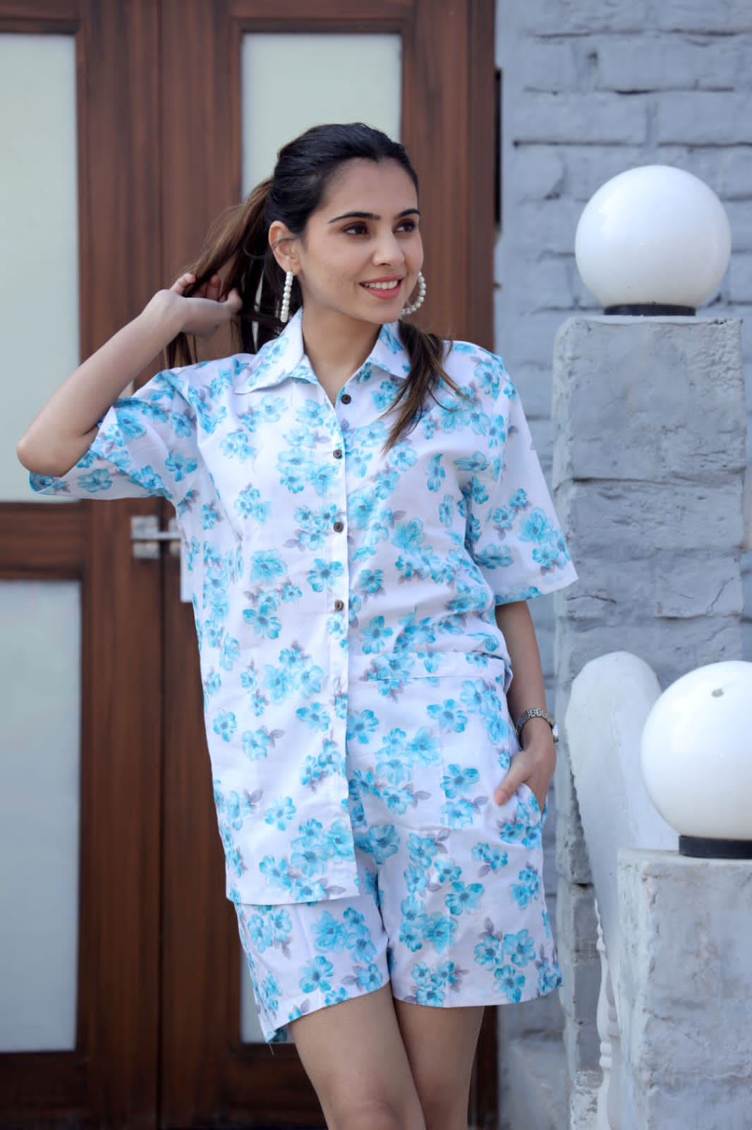 Pure Cotton & Modal Silk Co-ord shirt & shorts set (8 variants)