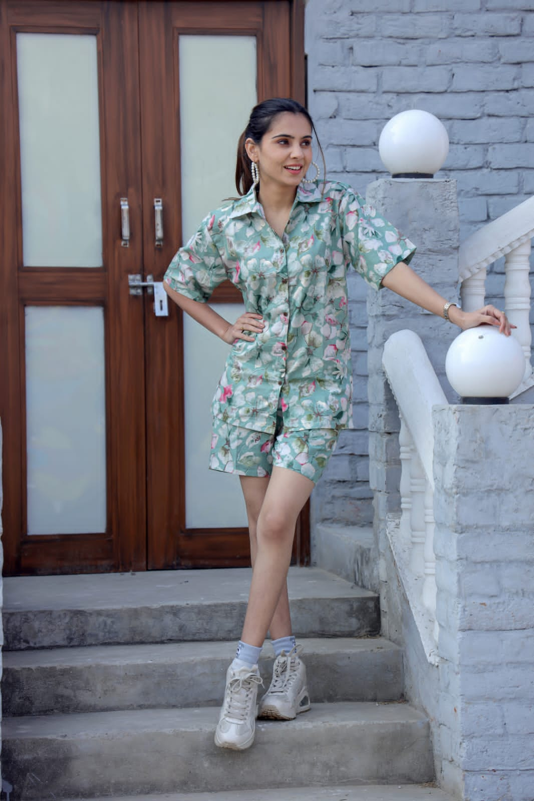 Pure Cotton & Modal Silk Co-ord shirt & shorts set (8 variants)