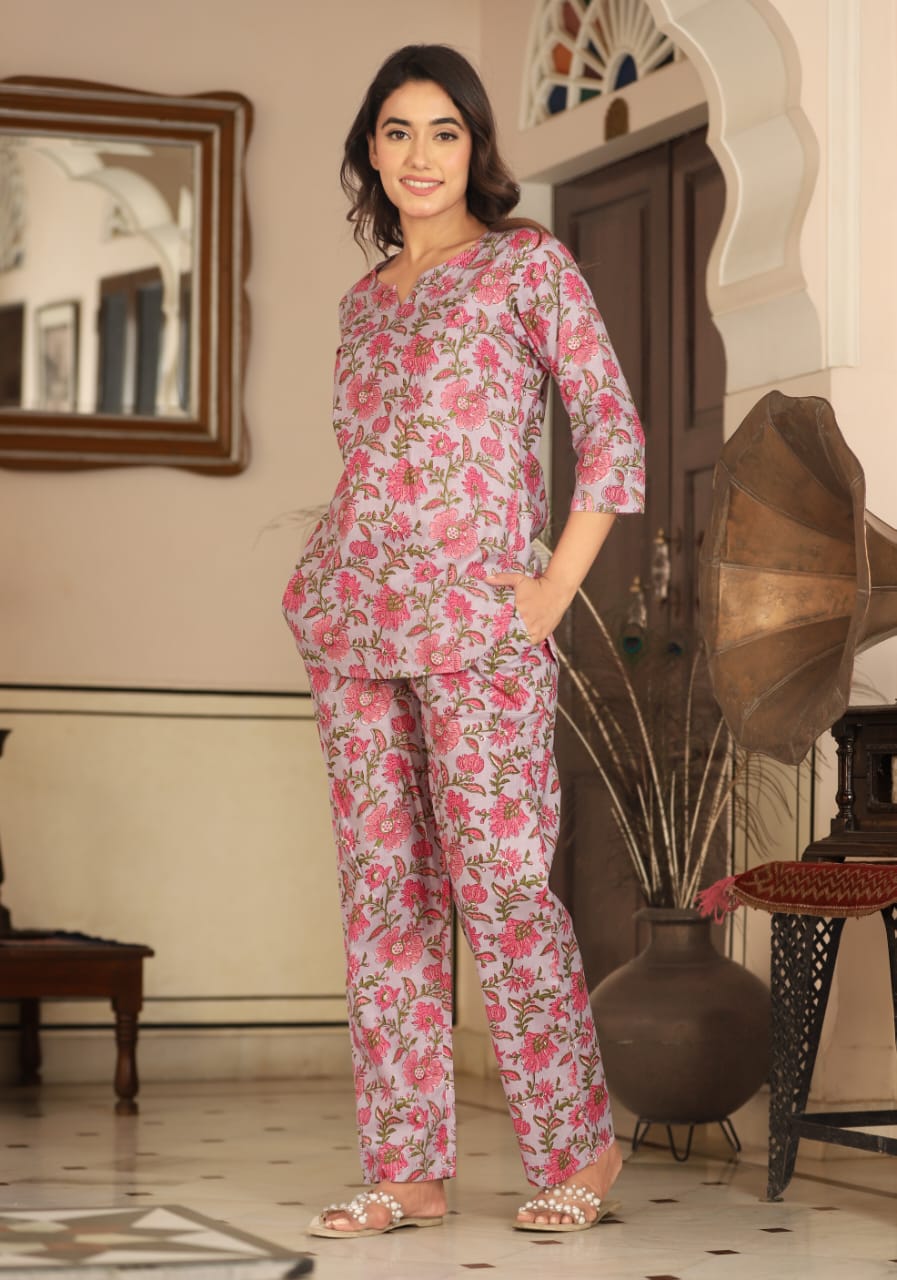 Handblock printed pure cotton Night wear (39 variants)