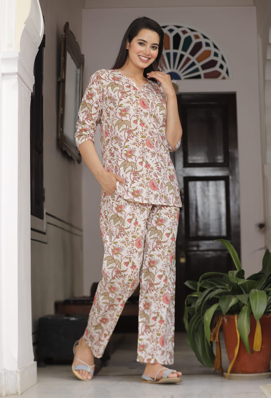 Handblock printed pure cotton Night wear (39 variants)