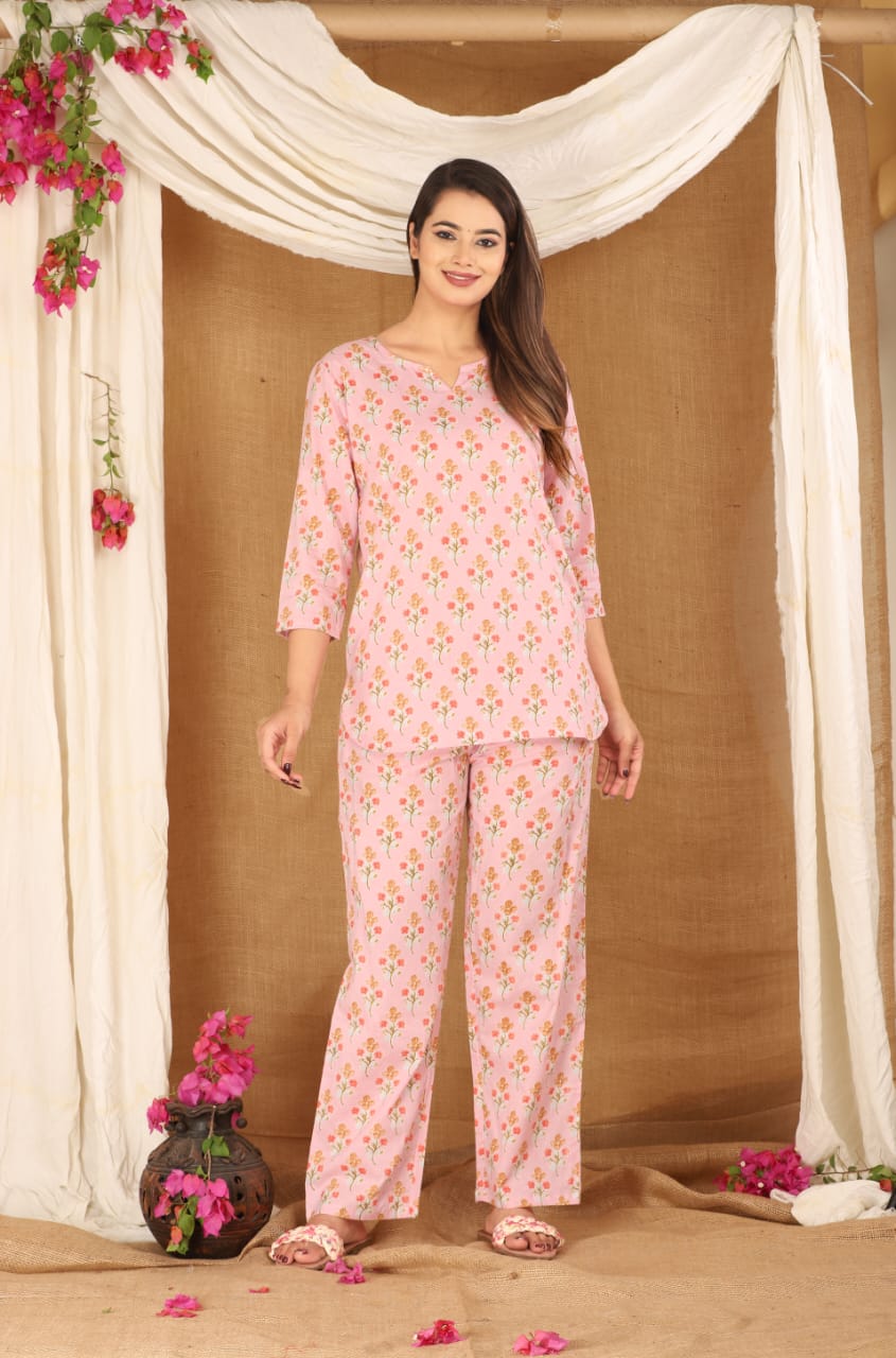 Handblock printed pure cotton Night wear (39 variants)