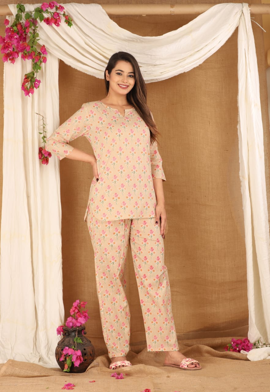 Handblock printed pure cotton Night wear (39 variants)