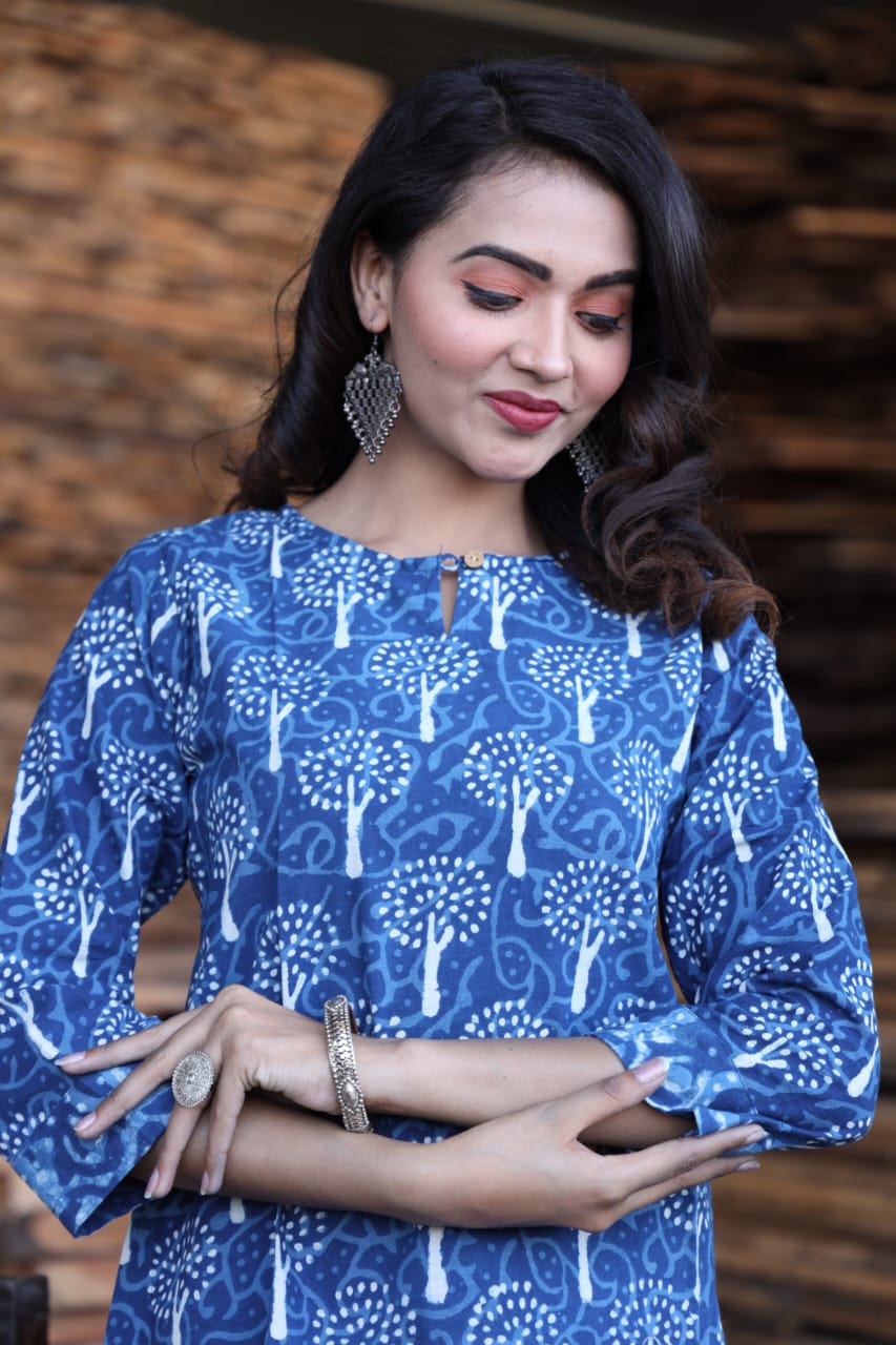 Bagru hand block printed cotton short tops (42 variants)