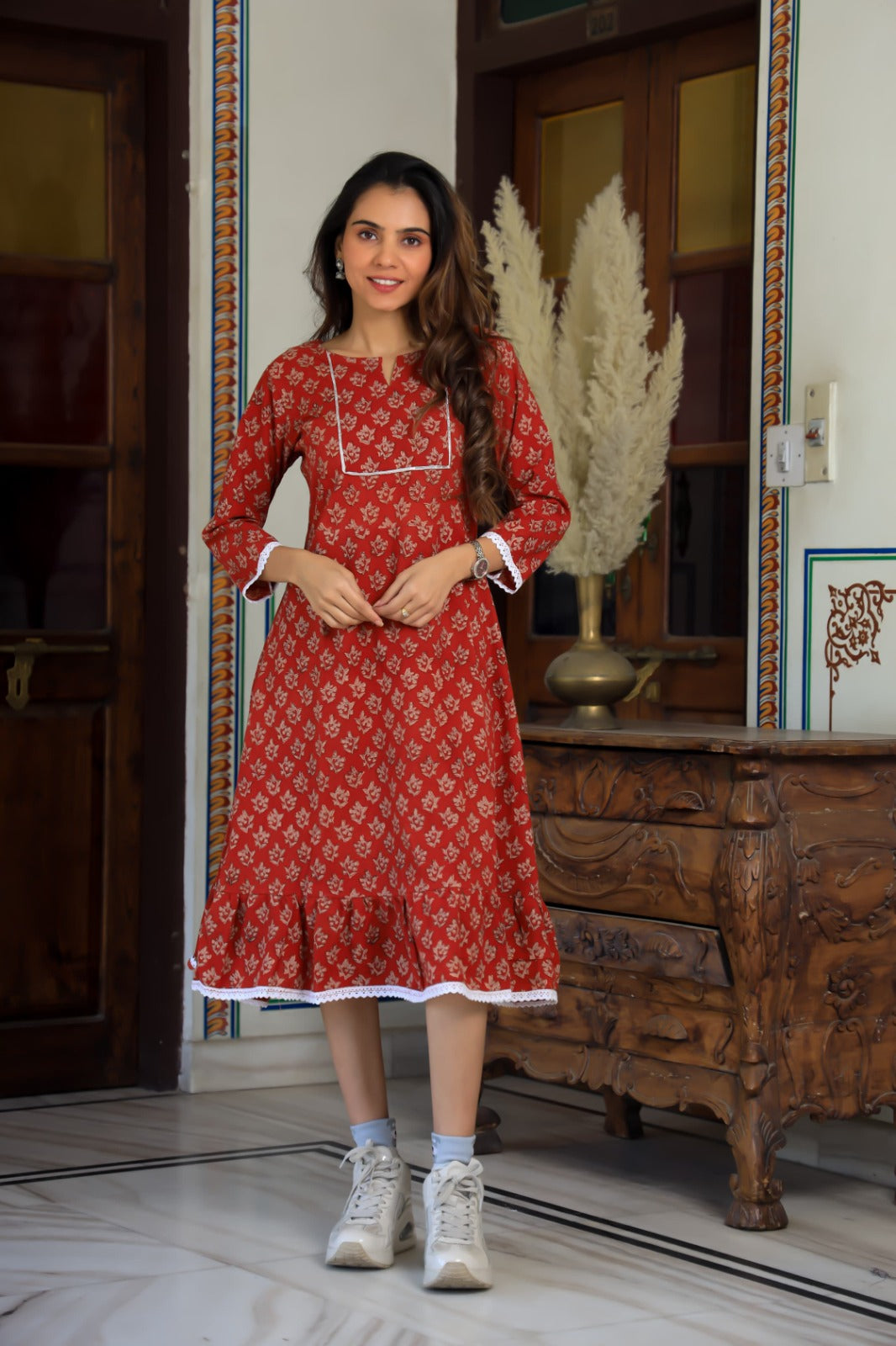 Pure Cotton Tunic with Lucknowi Chikankari lace (25 variants)