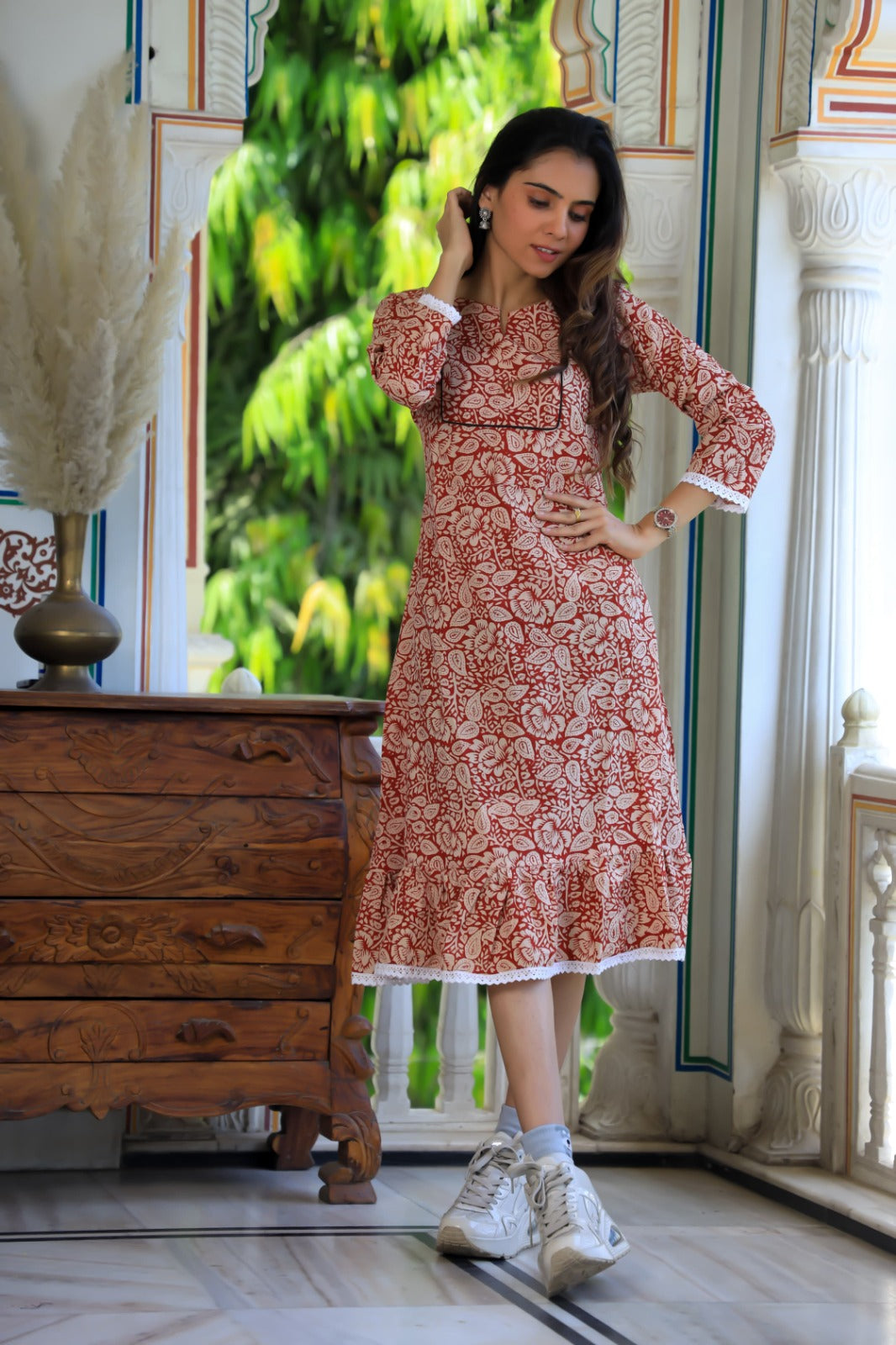 Pure Cotton Tunic with Lucknowi Chikankari lace (25 variants)