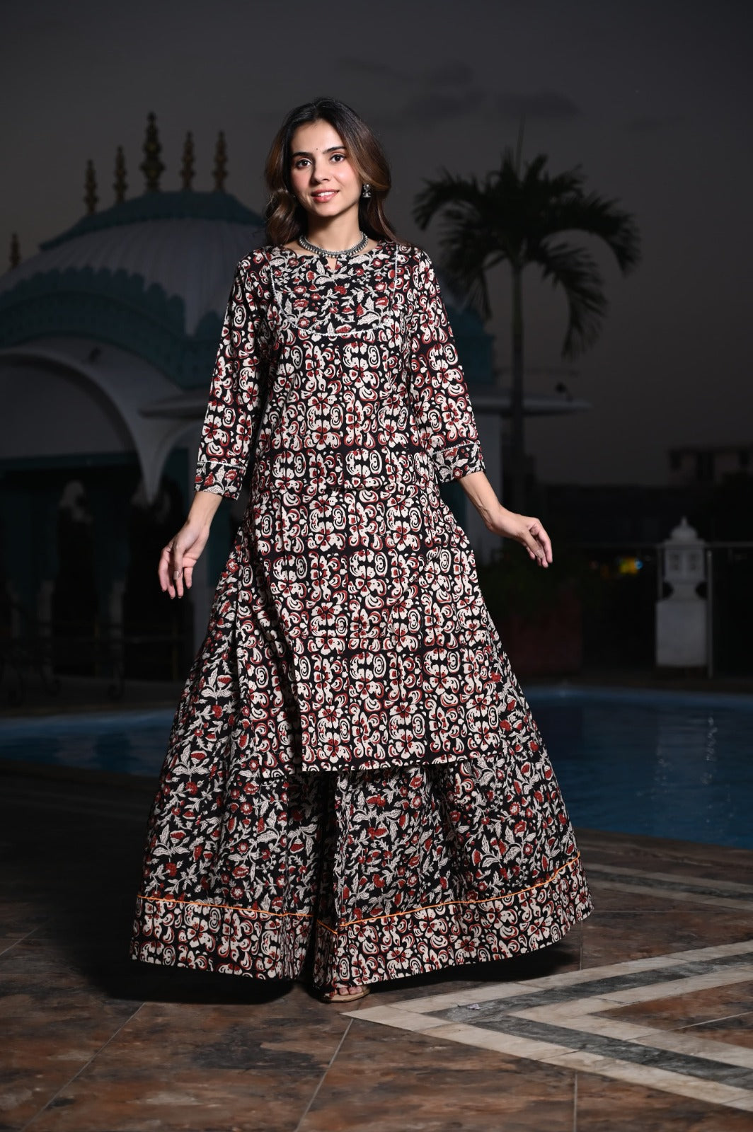 Handblock printed skirt and kurta set ( 34 variants)