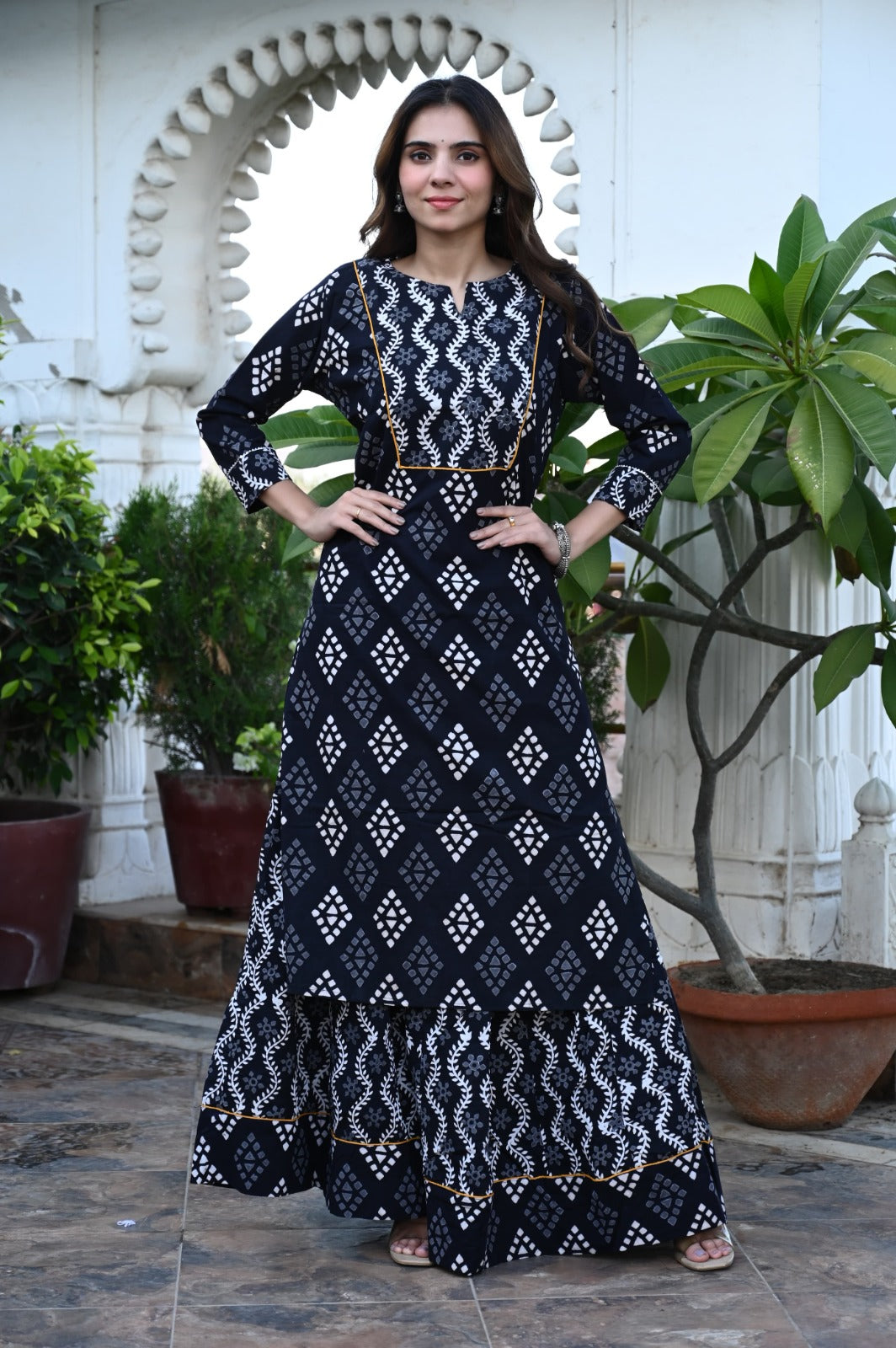 Handblock printed skirt and kurta set ( 34 variants)