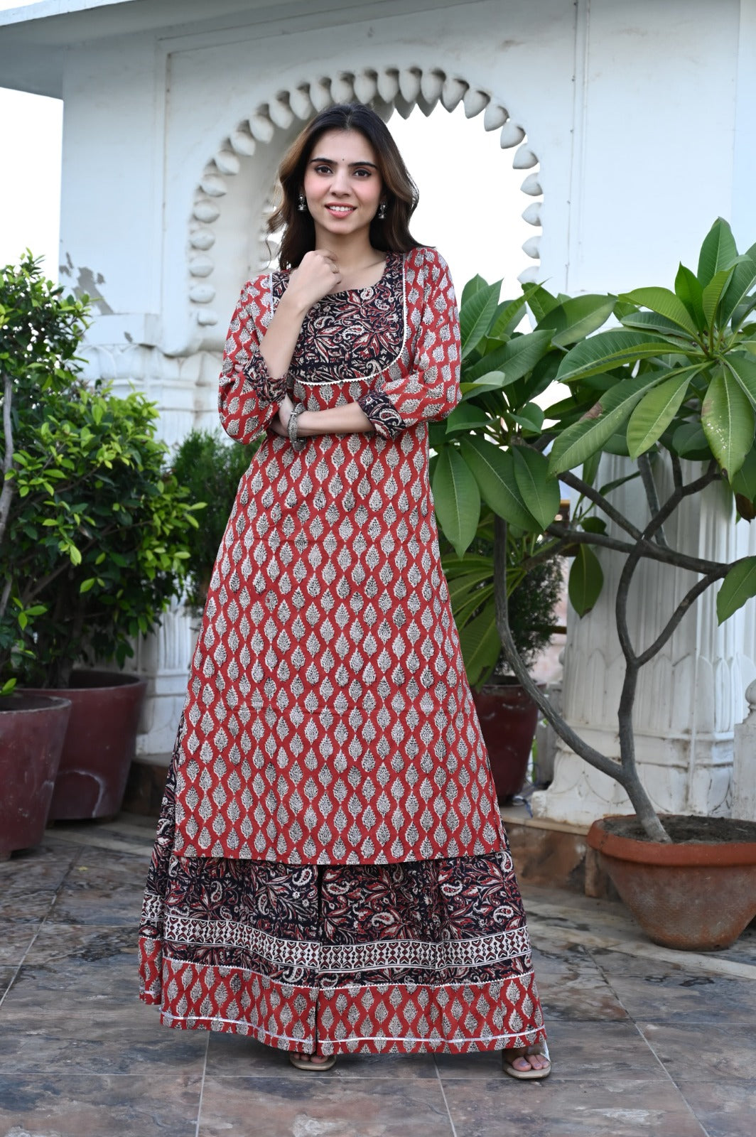 Handblock printed skirt and kurta set ( 34 variants)