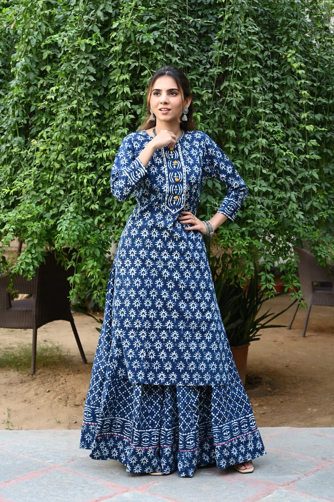 Handblock printed skirt and kurta set ( 34 variants)