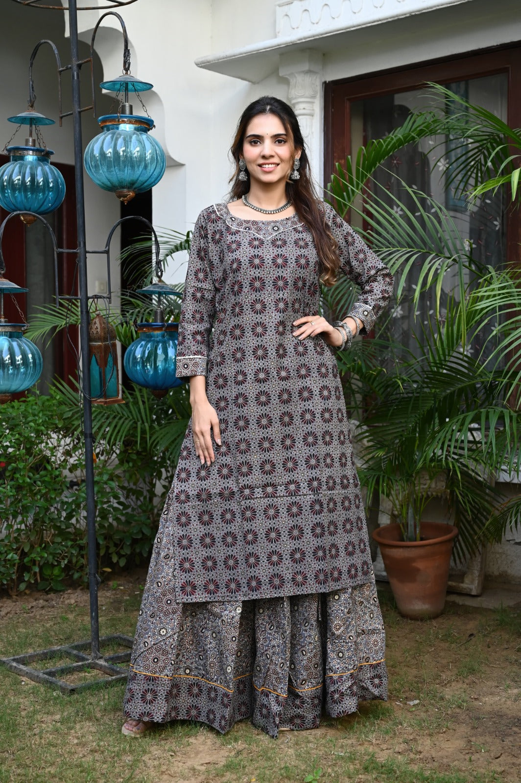 Handblock printed skirt and kurta set ( 34 variants)