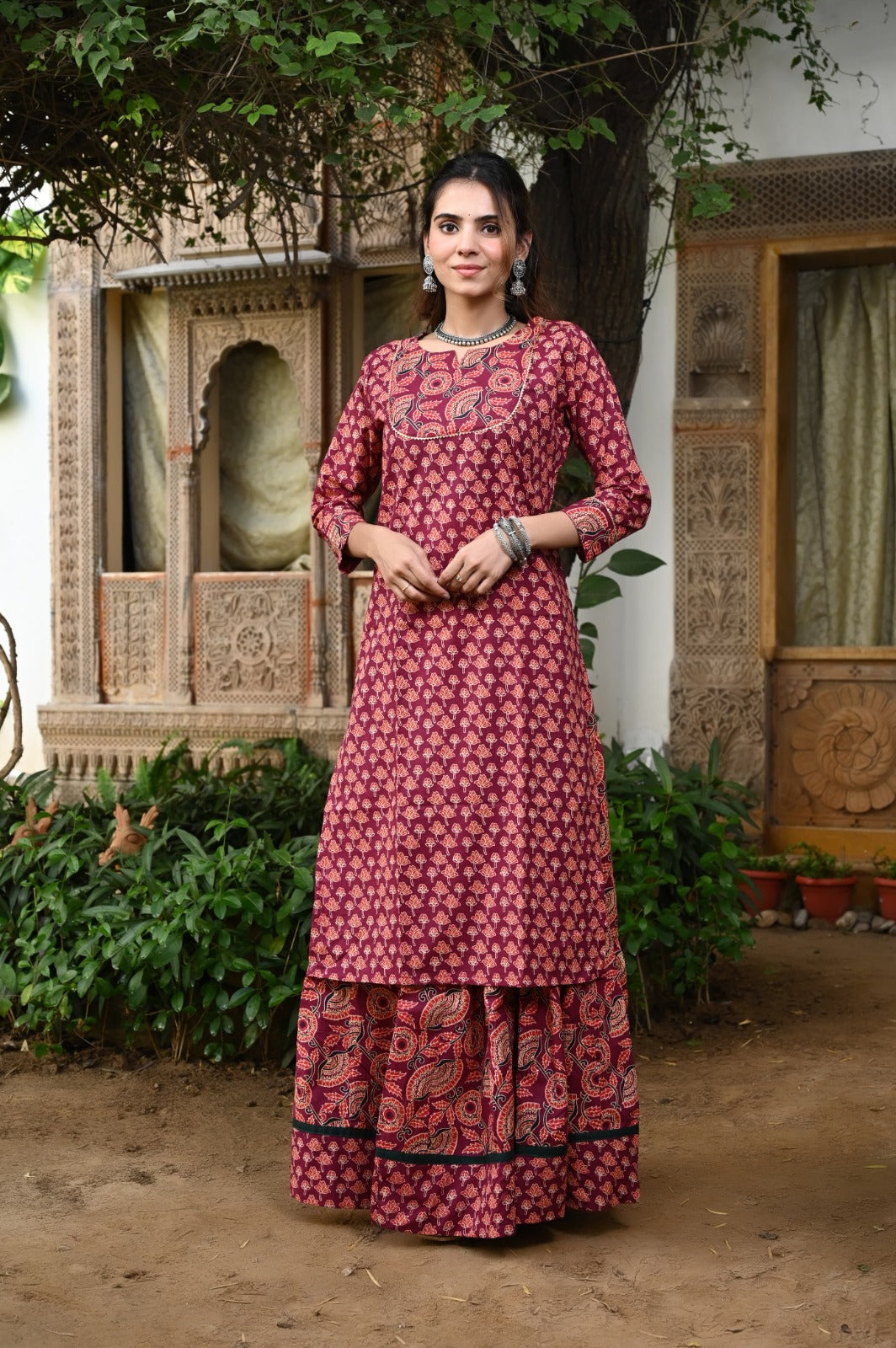 Handblock printed skirt and kurta set ( 34 variants)