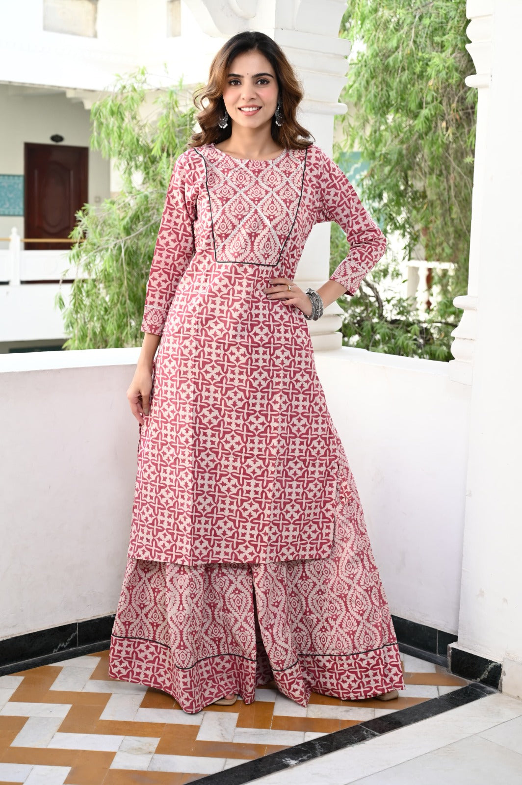 Handblock printed skirt and kurta set ( 34 variants)