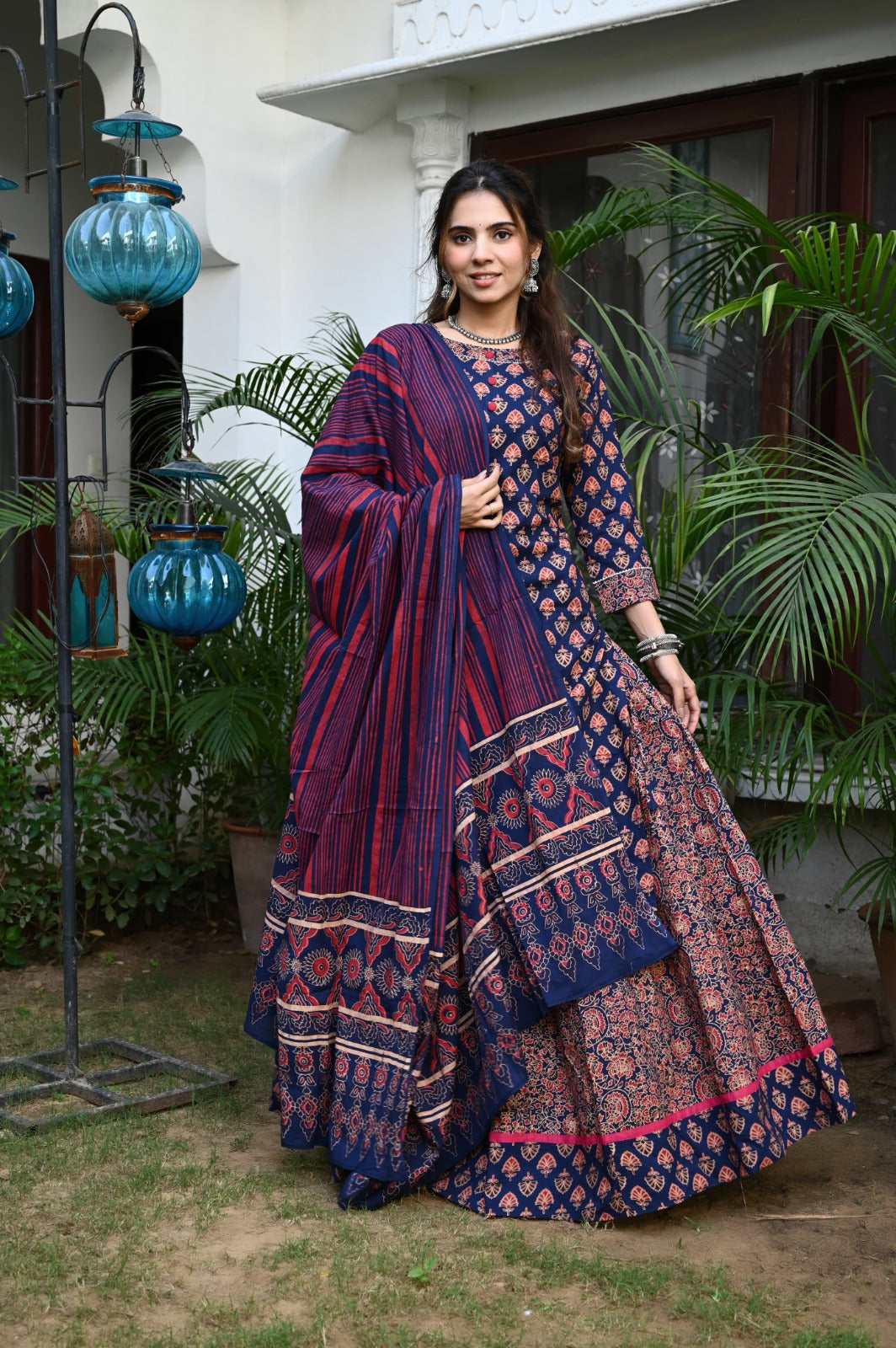 Handblock printed skirt and kurta set ( 34 variants)