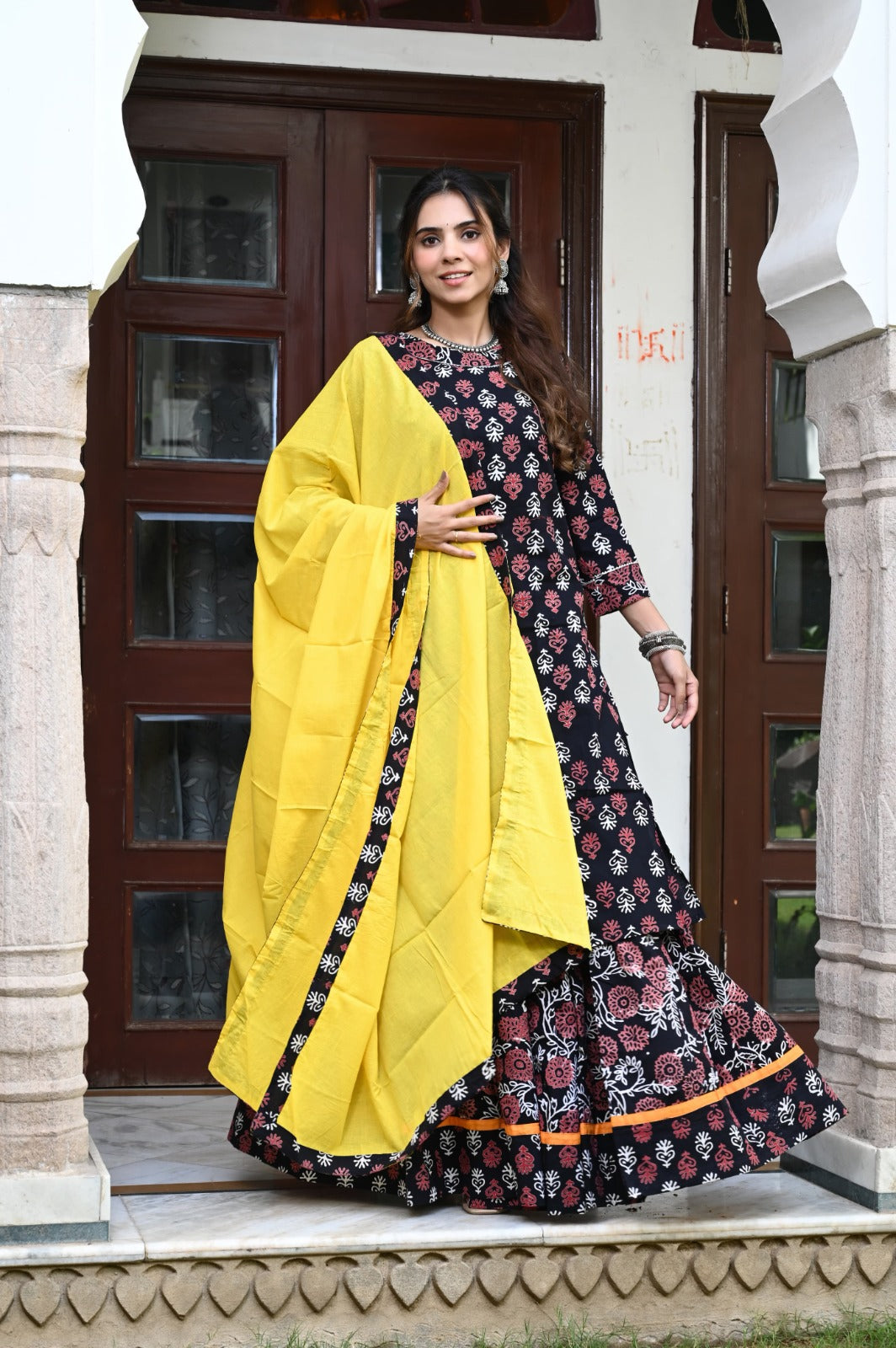 Handblock printed skirt and kurta set ( 34 variants)