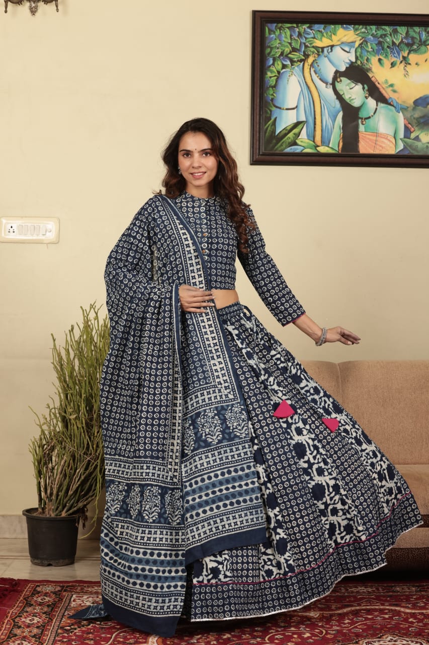 Bagru Handblock printed Lehenga Choli