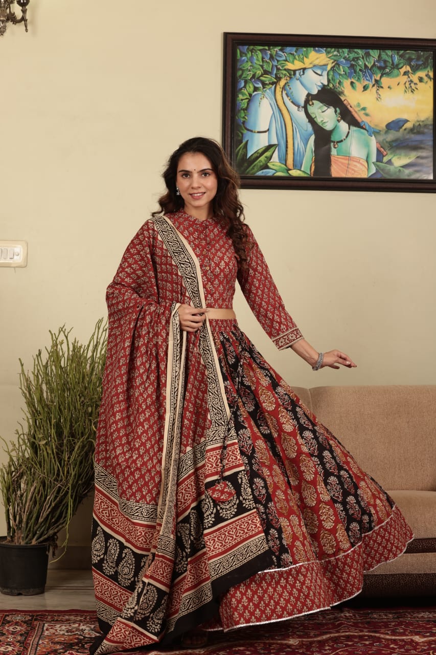 Bagru Handblock printed Lehenga Choli