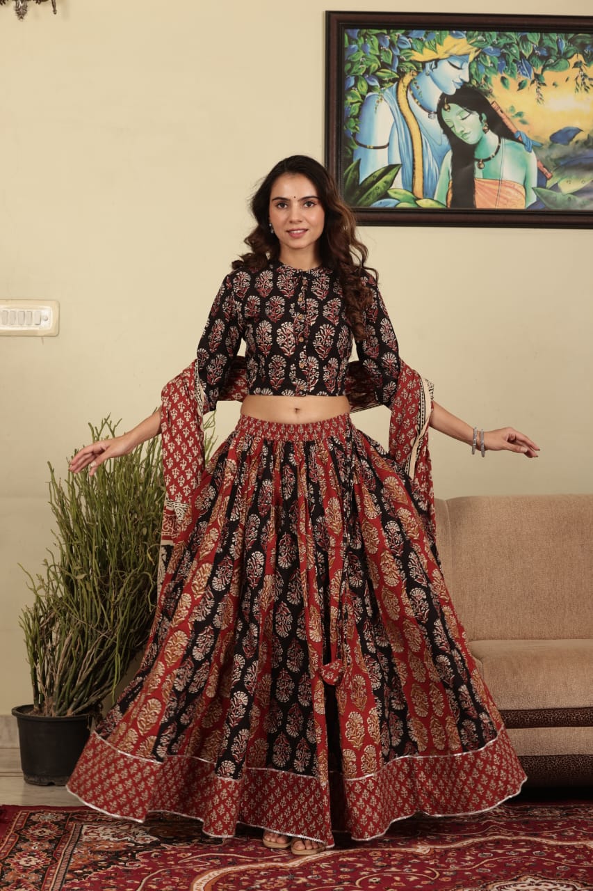 Bagru Handblock printed Lehenga Choli