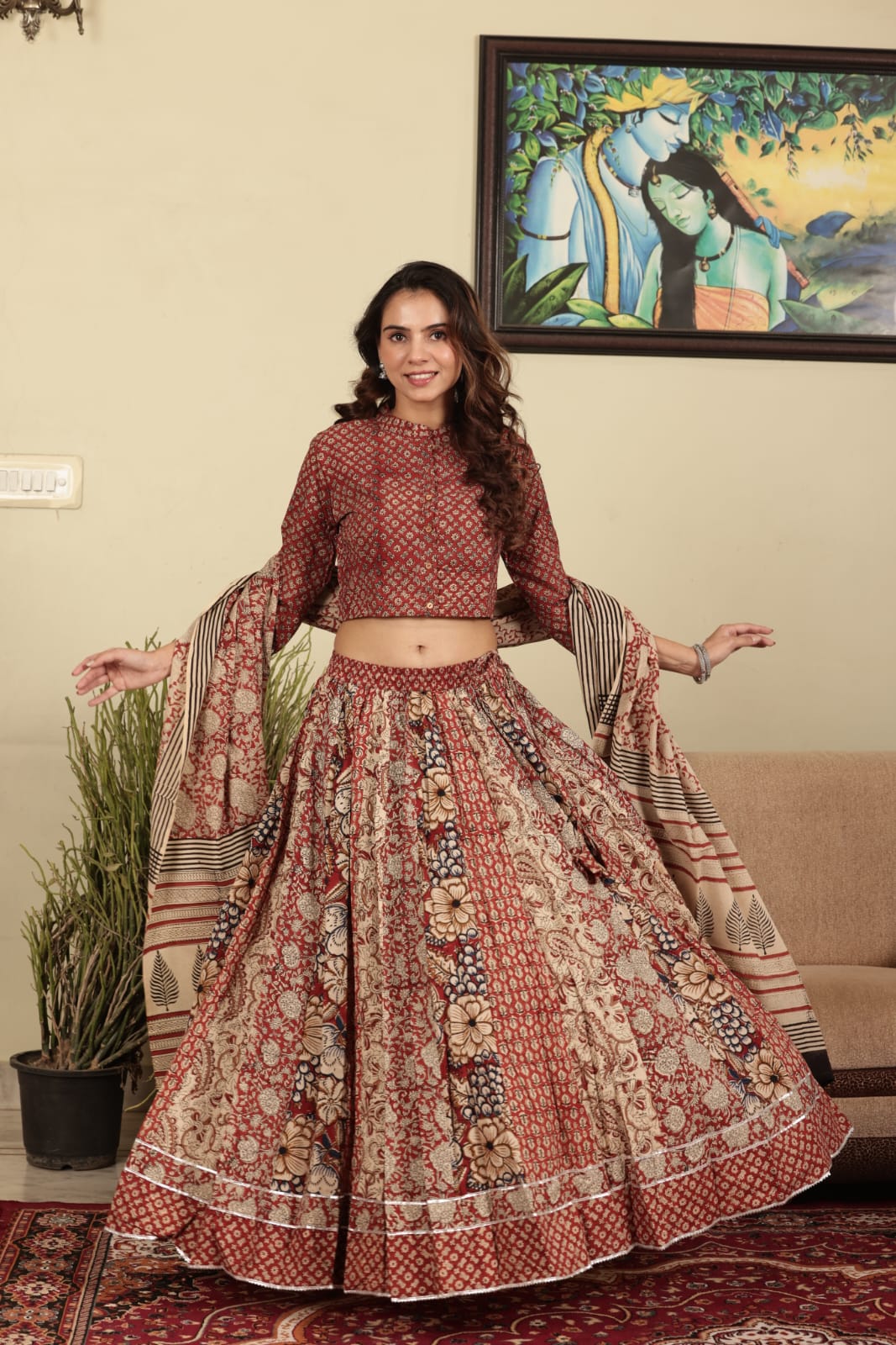 Bagru Handblock printed Lehenga Choli