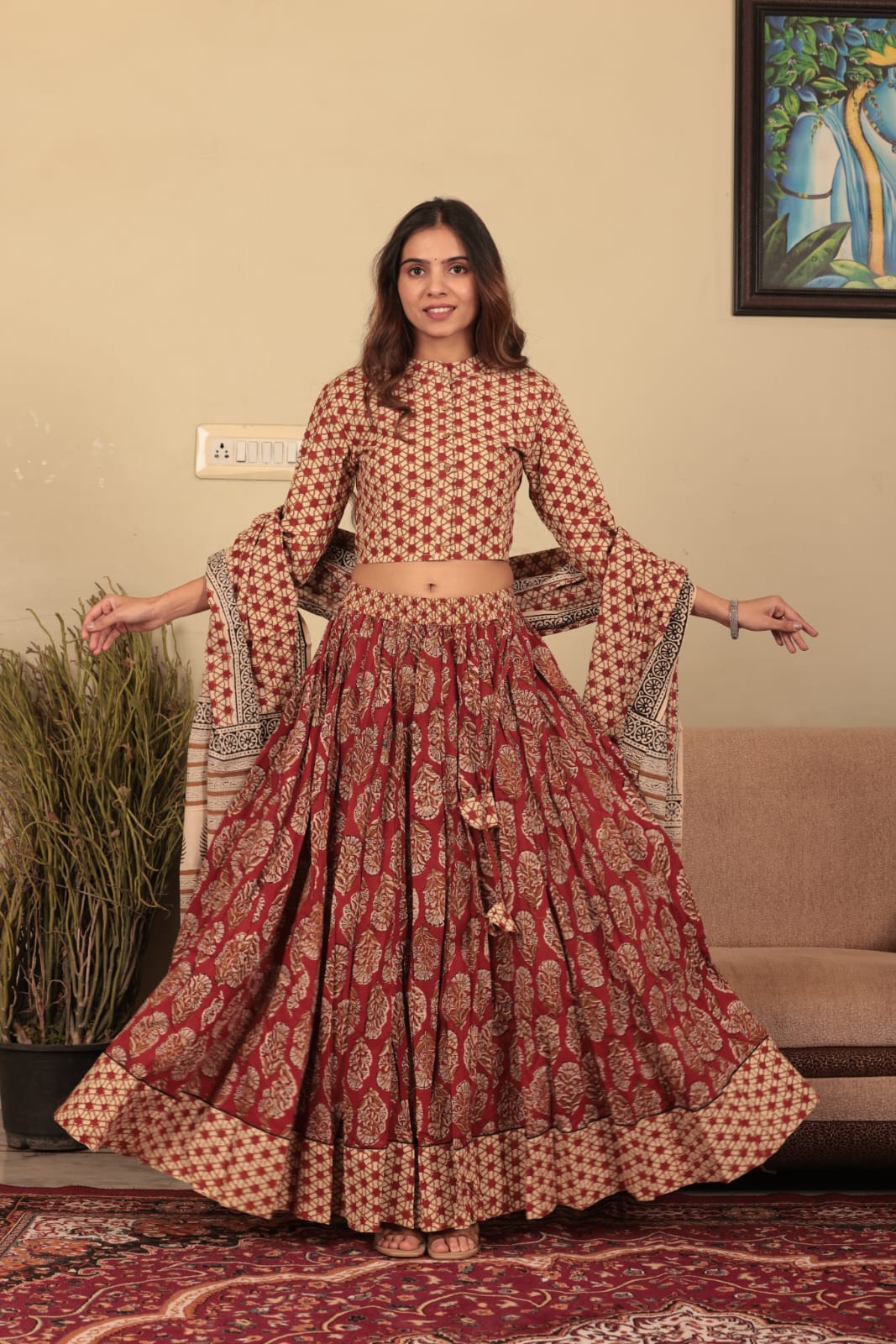 Bagru Handblock printed Lehenga Choli