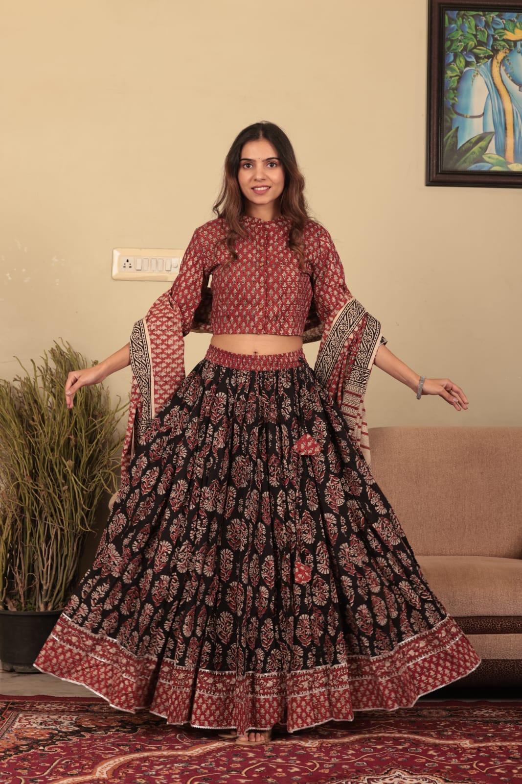 Bagru Handblock printed Lehenga Choli