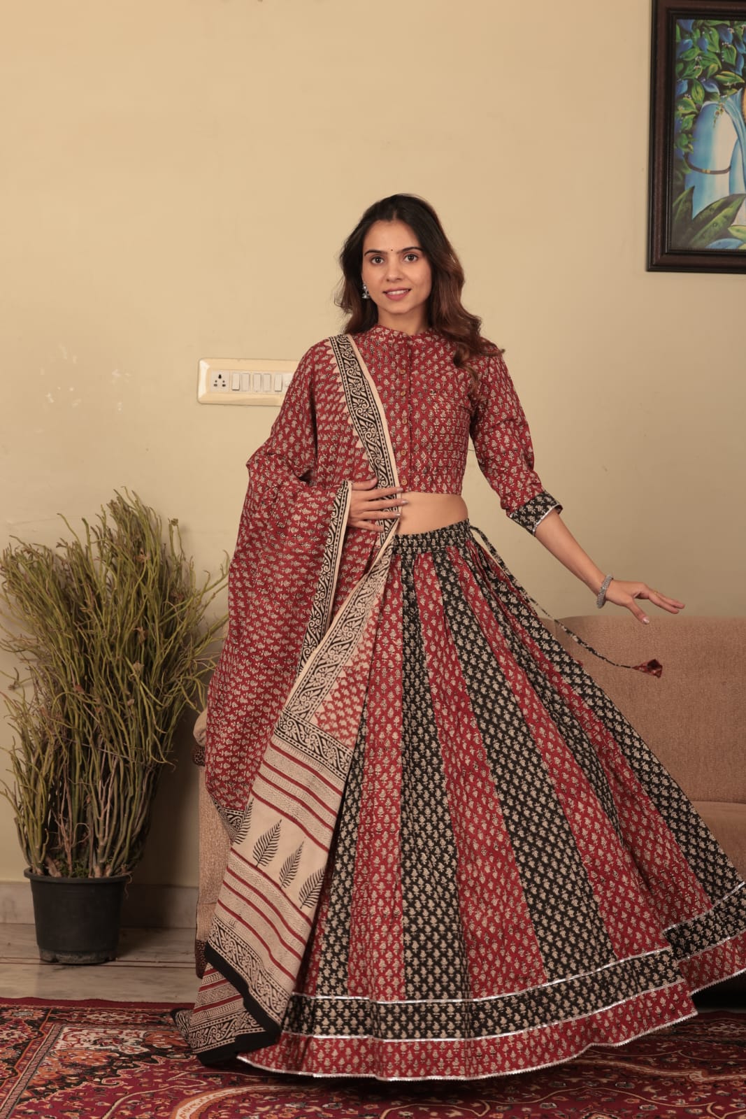 Bagru Handblock printed Lehenga Choli