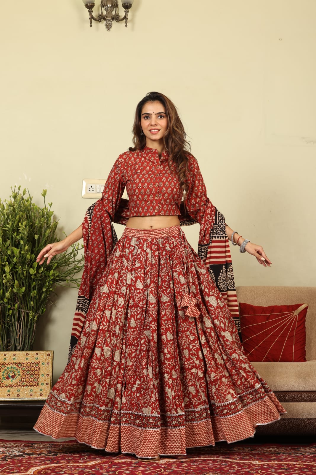 Bagru Handblock printed Lehenga Choli