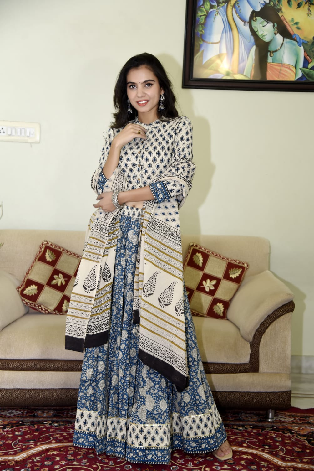 Bagru Handblock printed Lehenga Choli