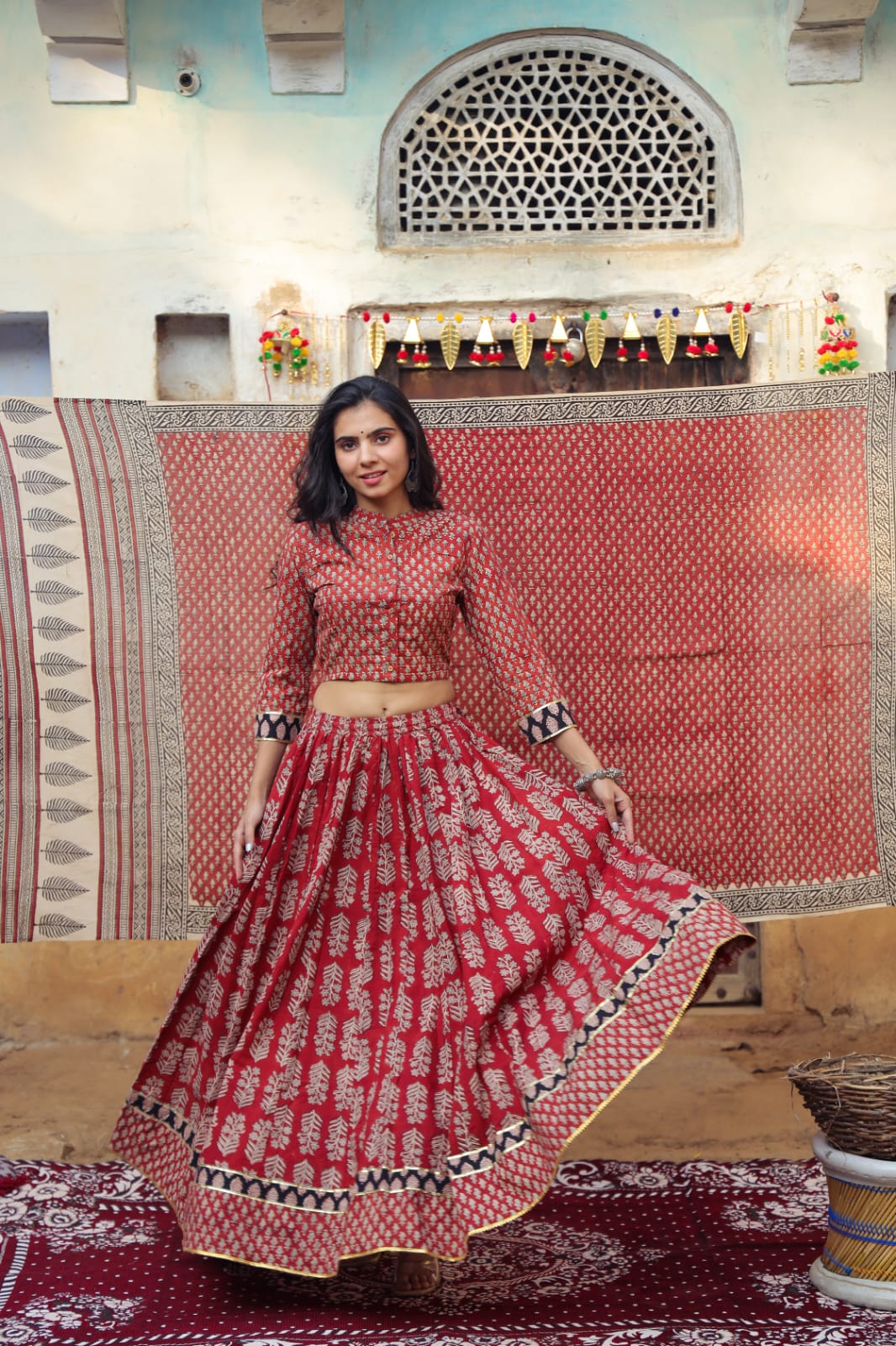 Bagru Handblock printed Lehenga Choli