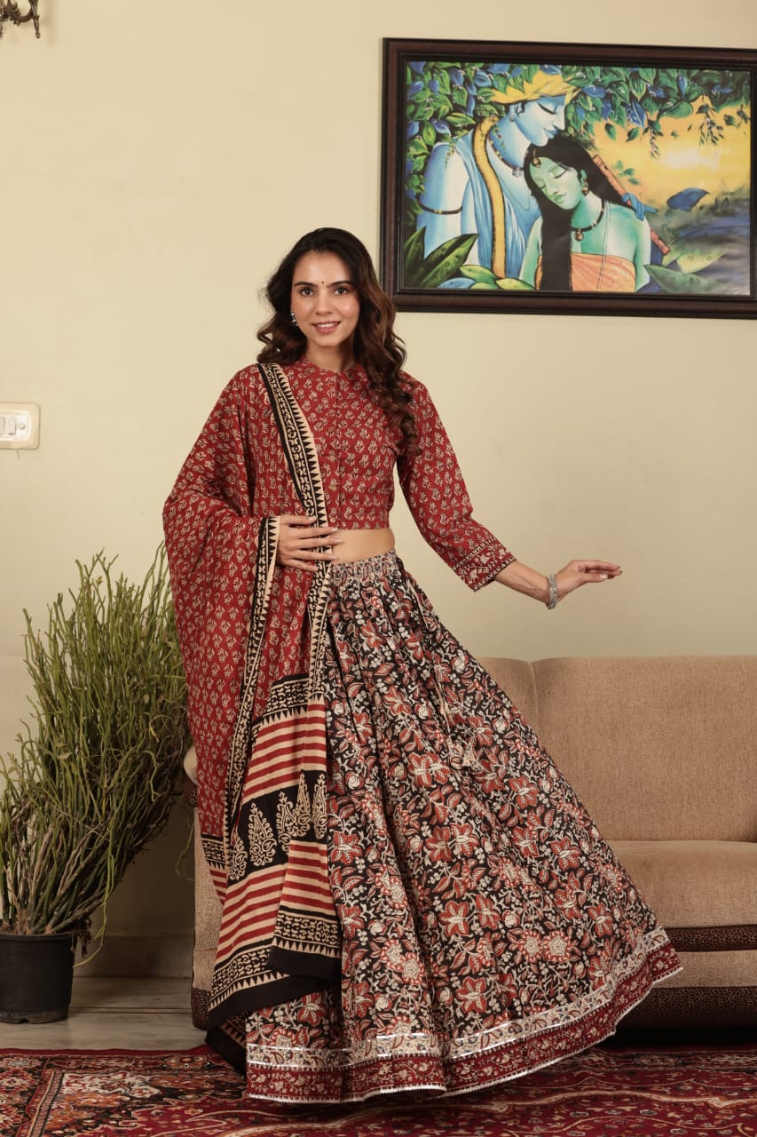 Bagru Handblock printed Lehenga Choli