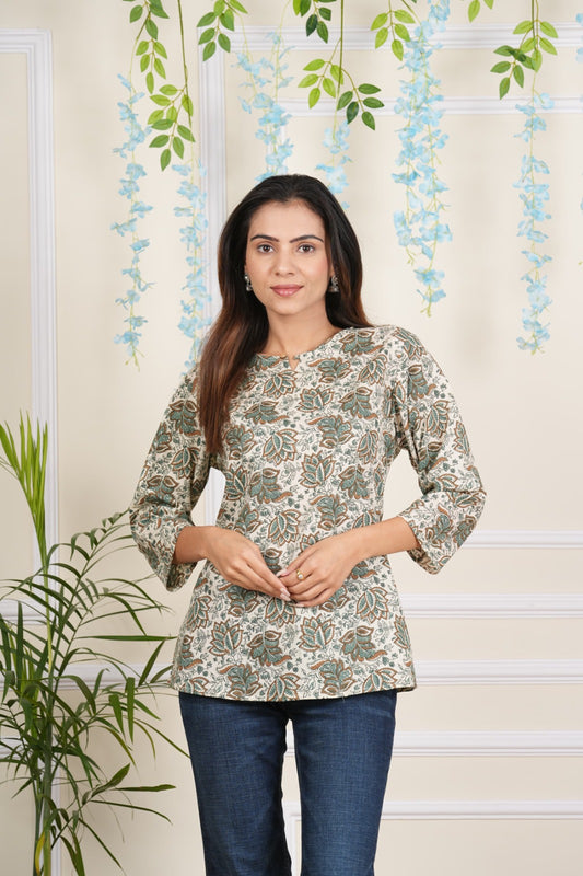 Jaipuri hand block printed cotton tops (4 variants)