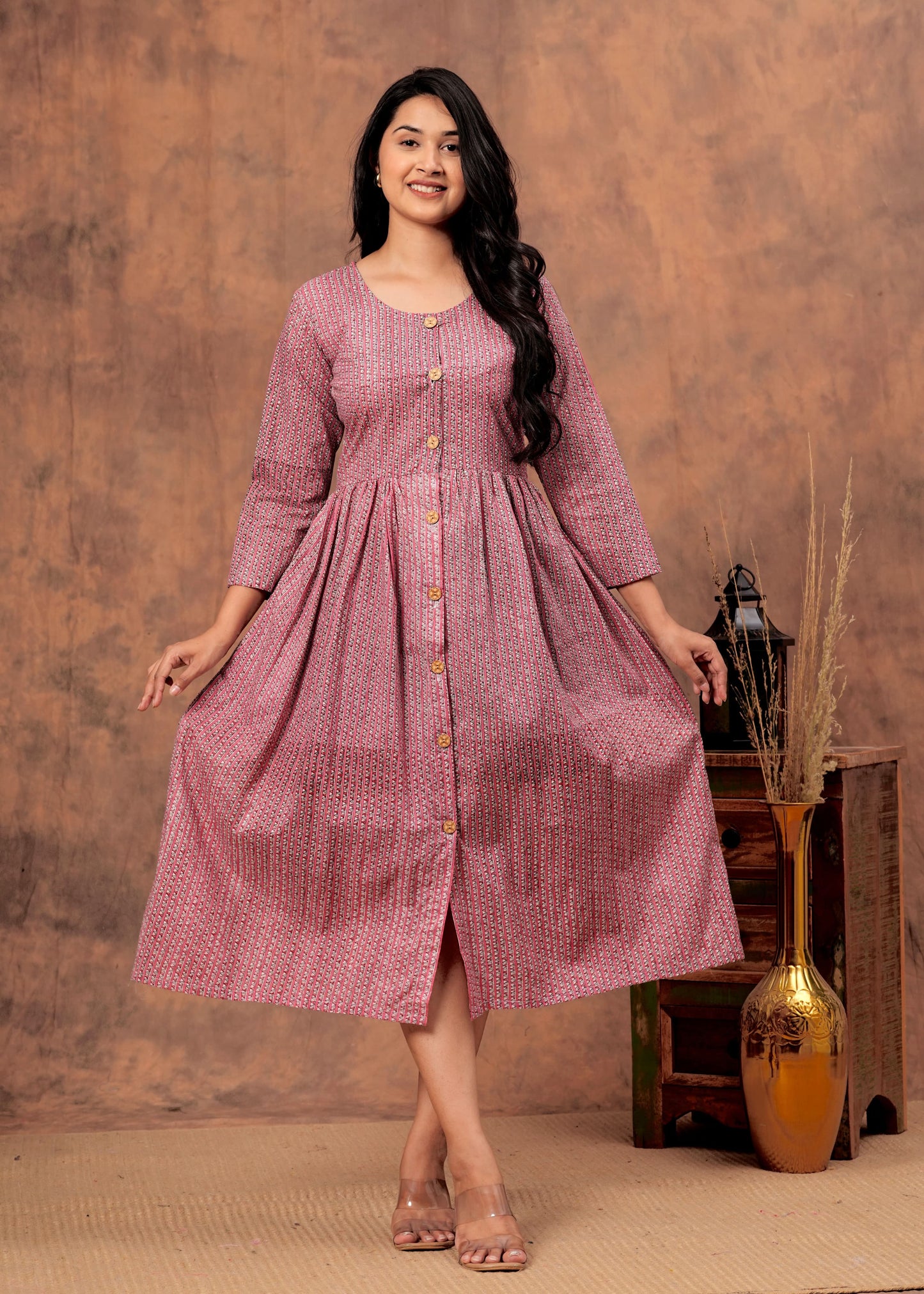 Bagru hand-printed cotton cambric dress (18+ variants)