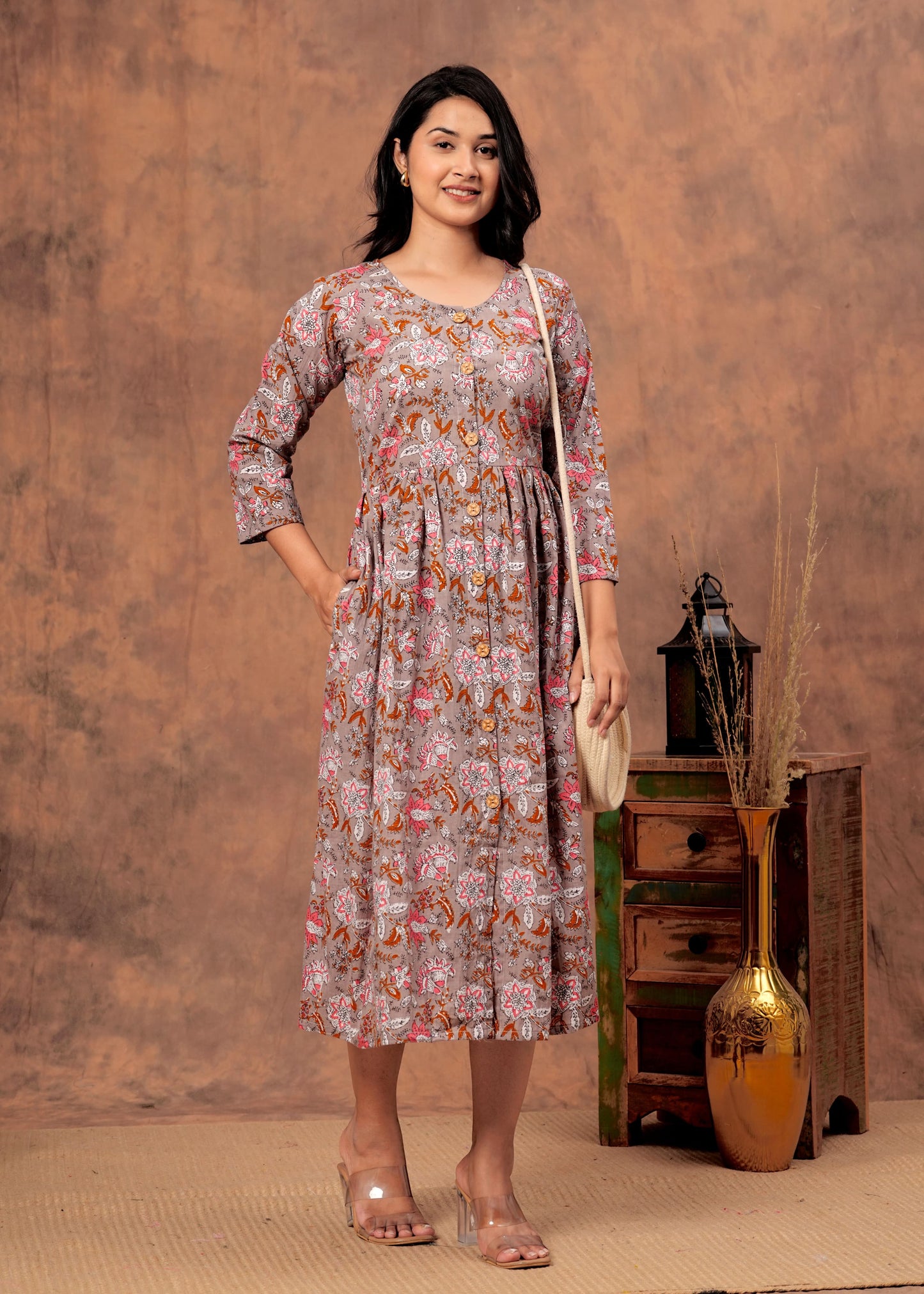 Bagru hand-printed cotton cambric dress (18+ variants)