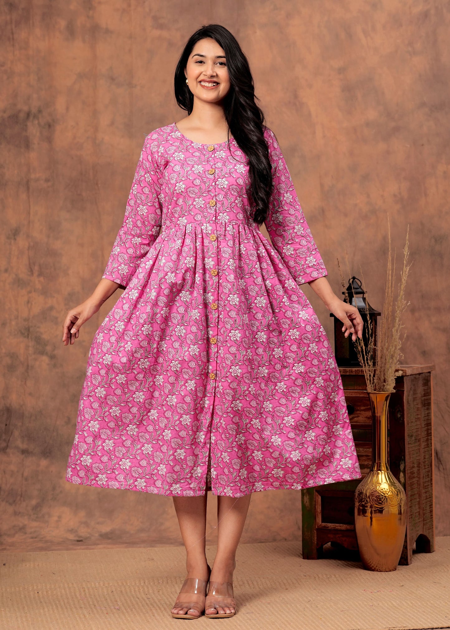 Bagru hand-printed cotton cambric dress (18+ variants)