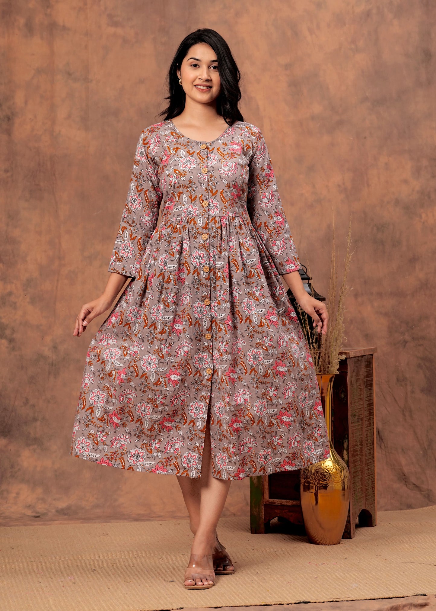 Bagru hand-printed cotton cambric dress (18+ variants)