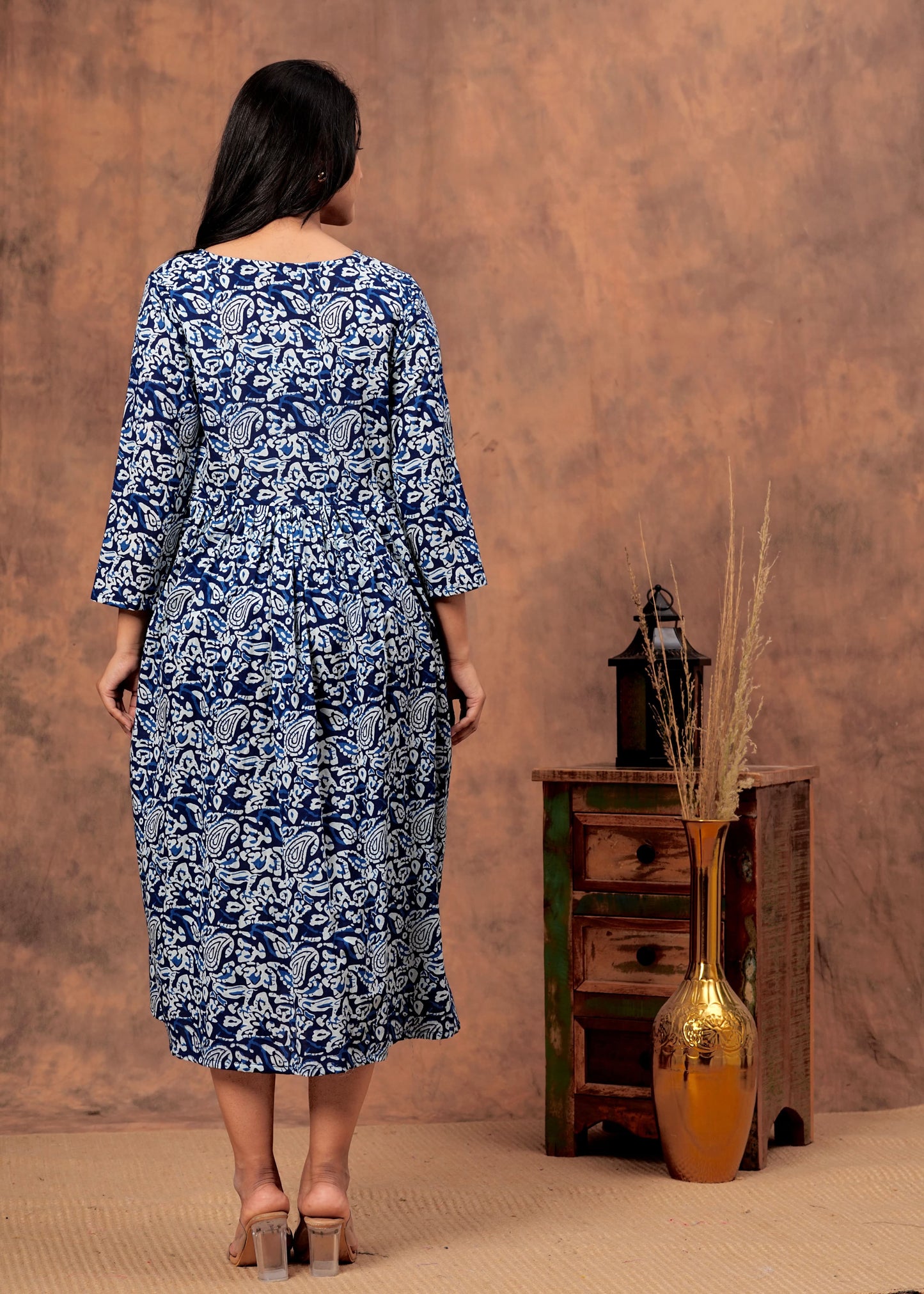 Bagru hand-printed cotton cambric dress (18+ variants)