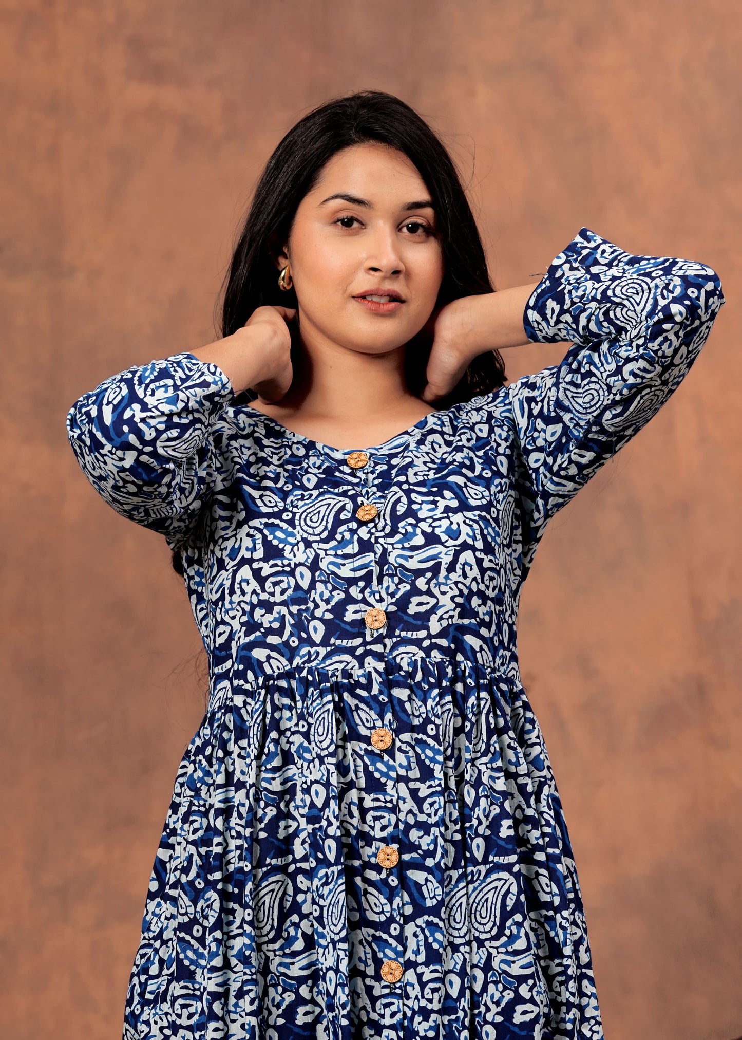 Bagru hand-printed cotton cambric dress (18+ variants)