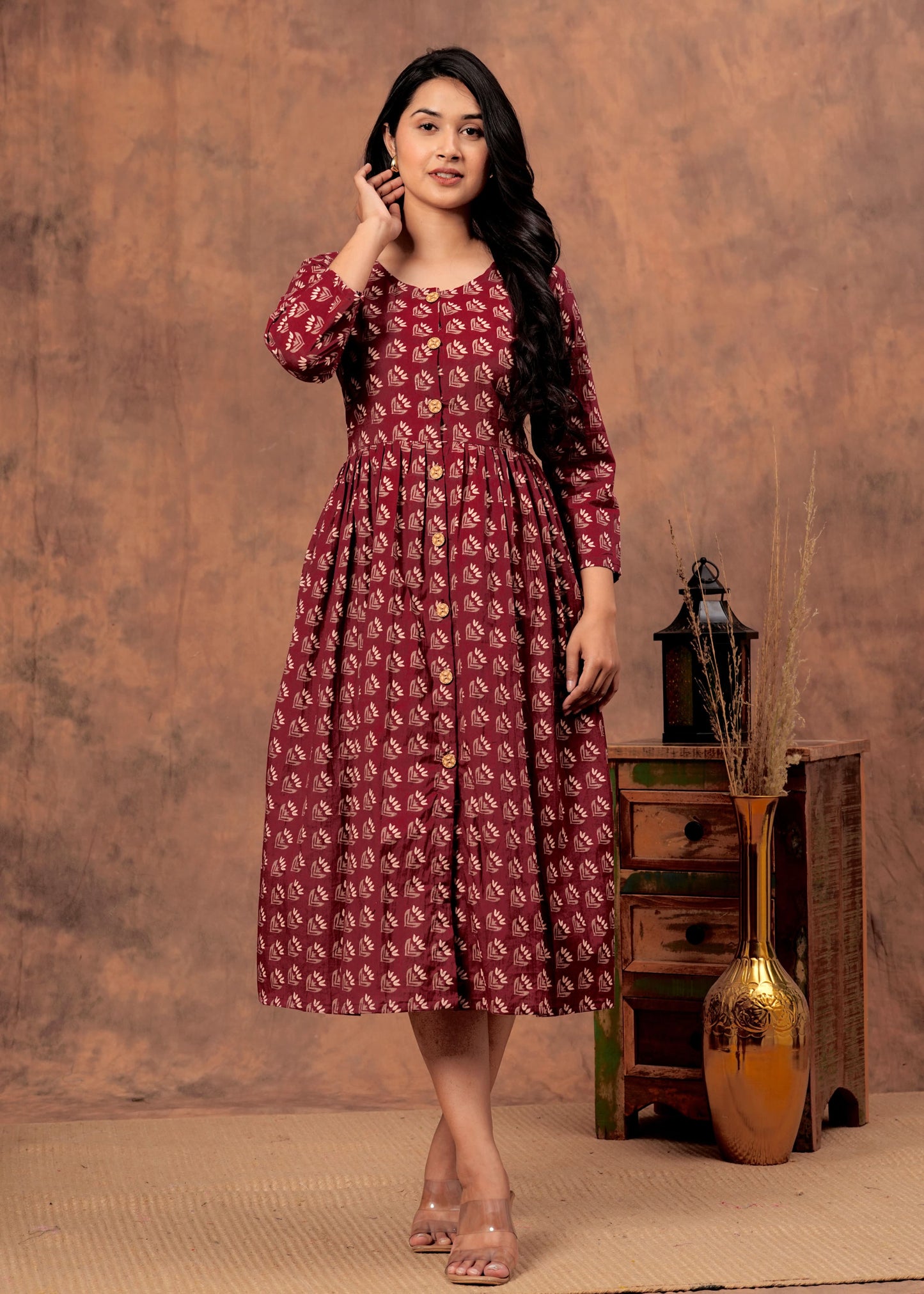 Bagru hand-printed cotton cambric dress (18+ variants)