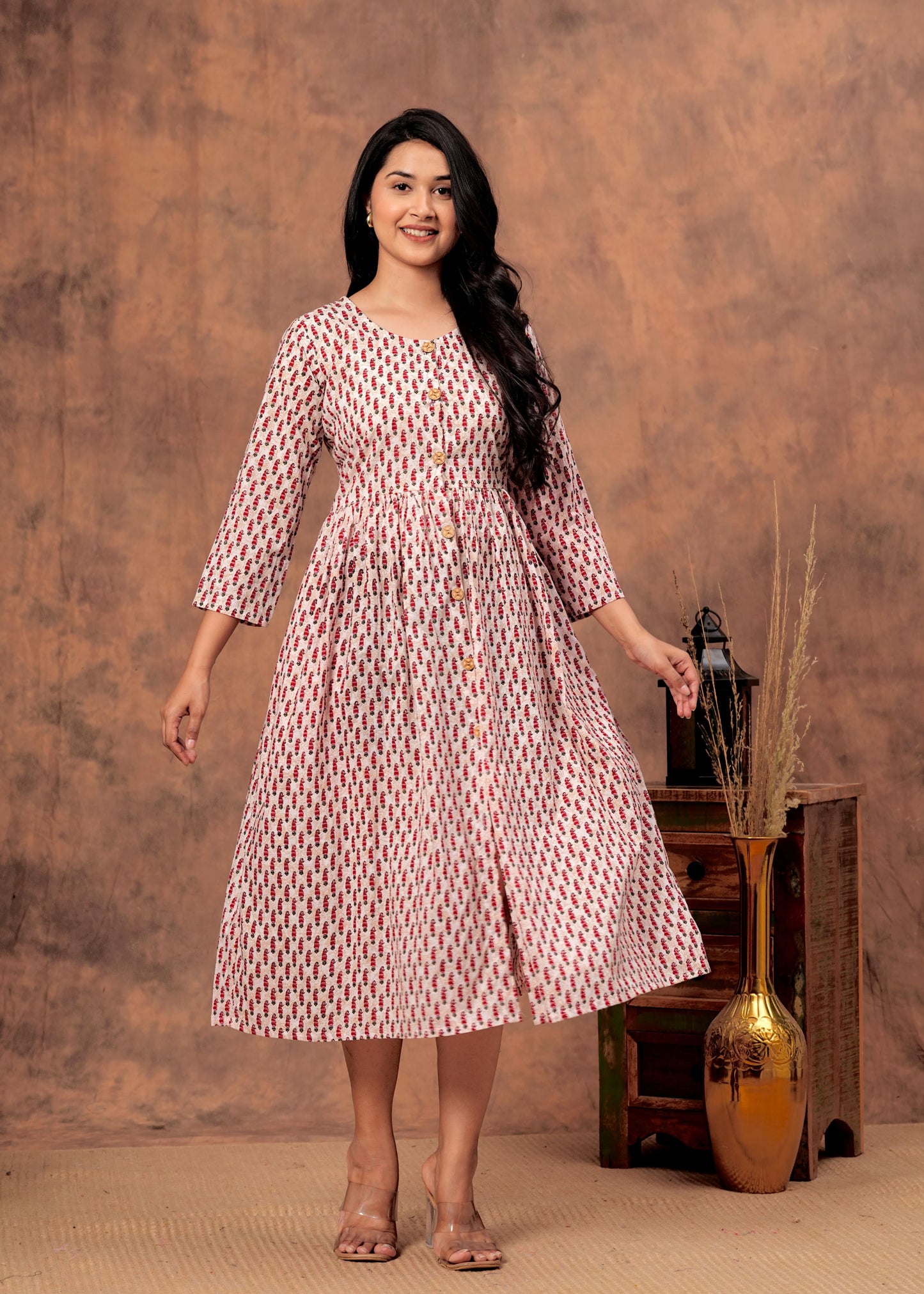 Bagru hand-printed cotton cambric dress (18+ variants)