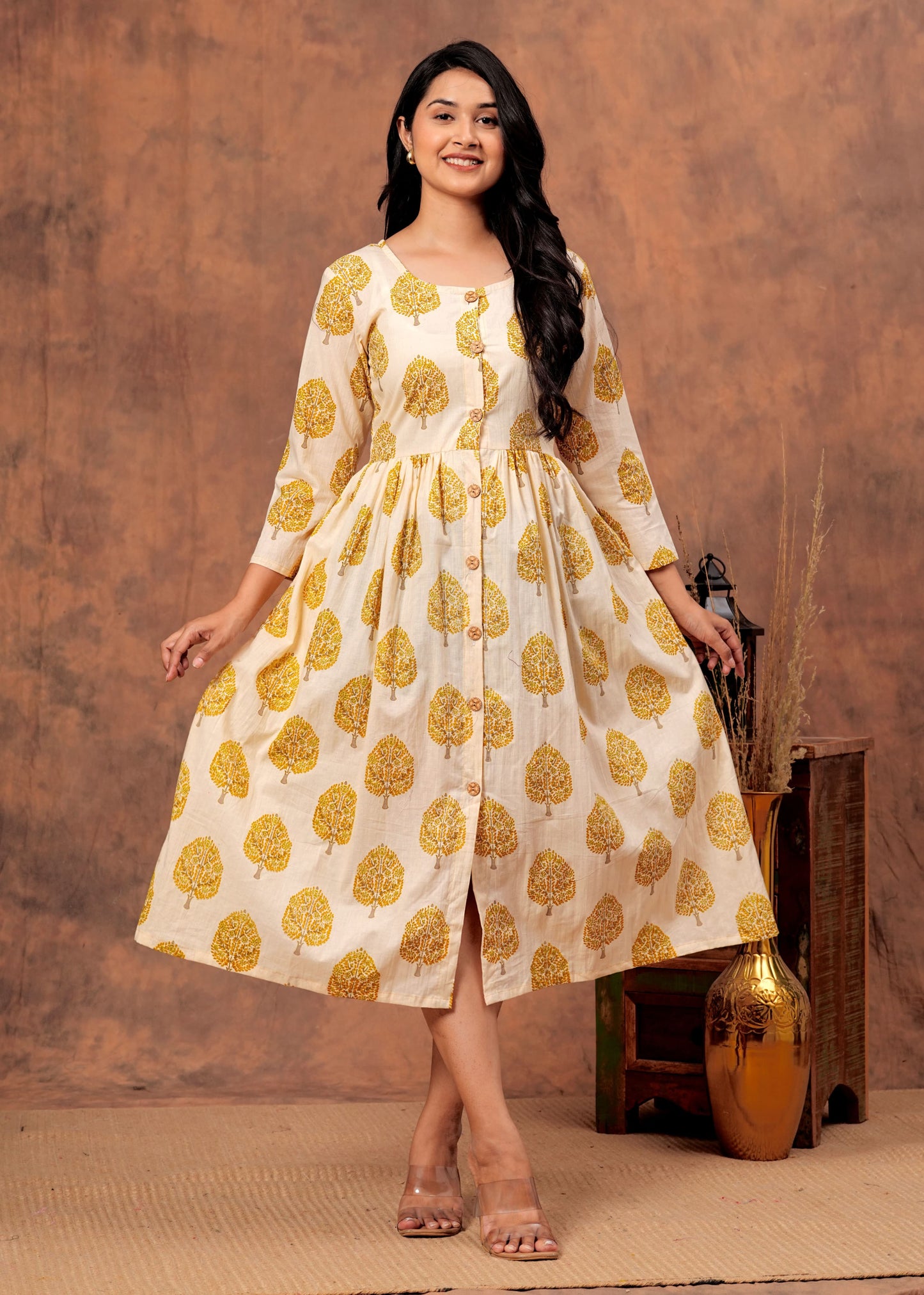 Bagru hand-printed cotton cambric dress (18+ variants)