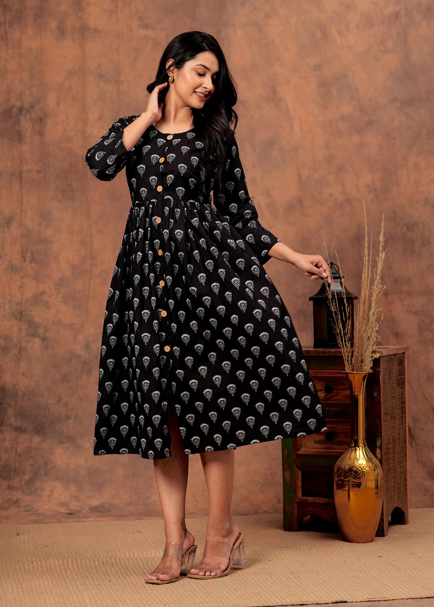 Bagru hand-printed cotton cambric dress (18+ variants)