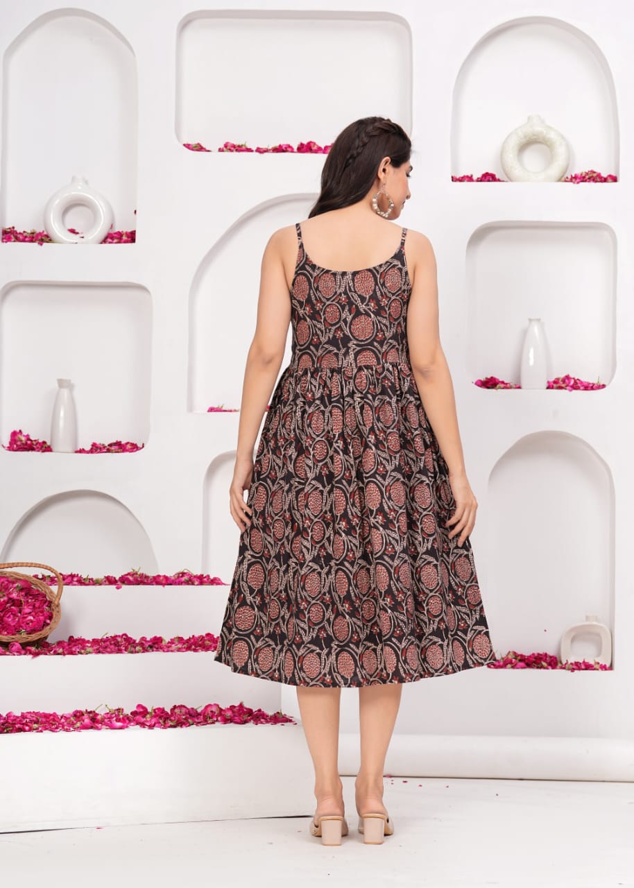 Floral Strappy pure cotton Midi Dress (12 variants)