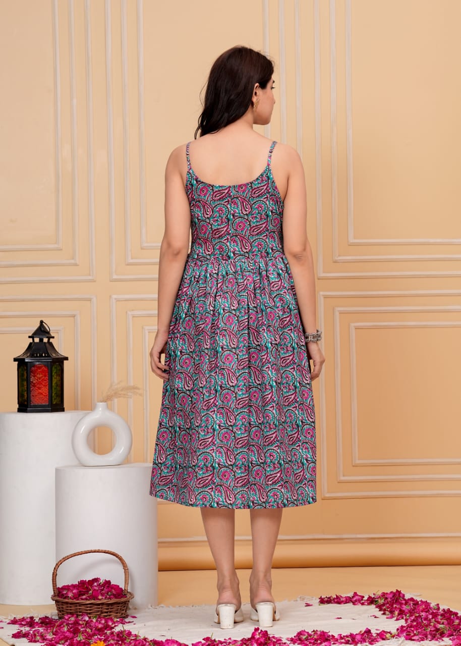 Floral Strappy pure cotton Midi Dress (12 variants)